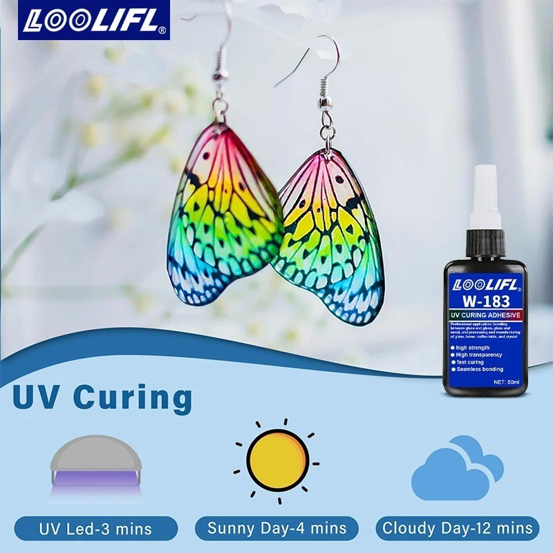 50ml 1pcs UV Glue Kit with UV Lamp Clear Waterproof Fast Cure DIY Craft Adhesive
