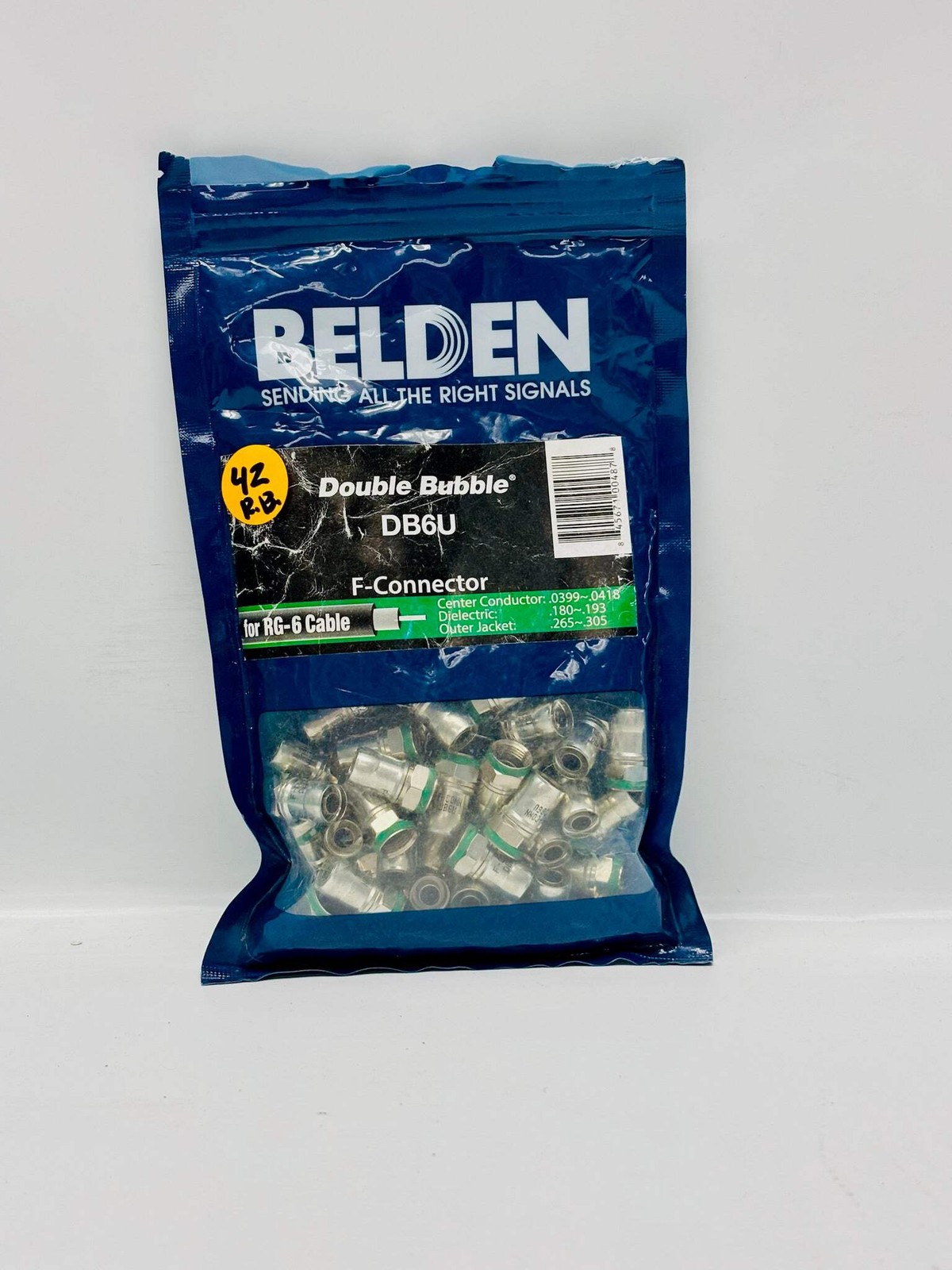 42 Pk Belden DB6U RG-6 Double Bubble F-Type Compression Connector