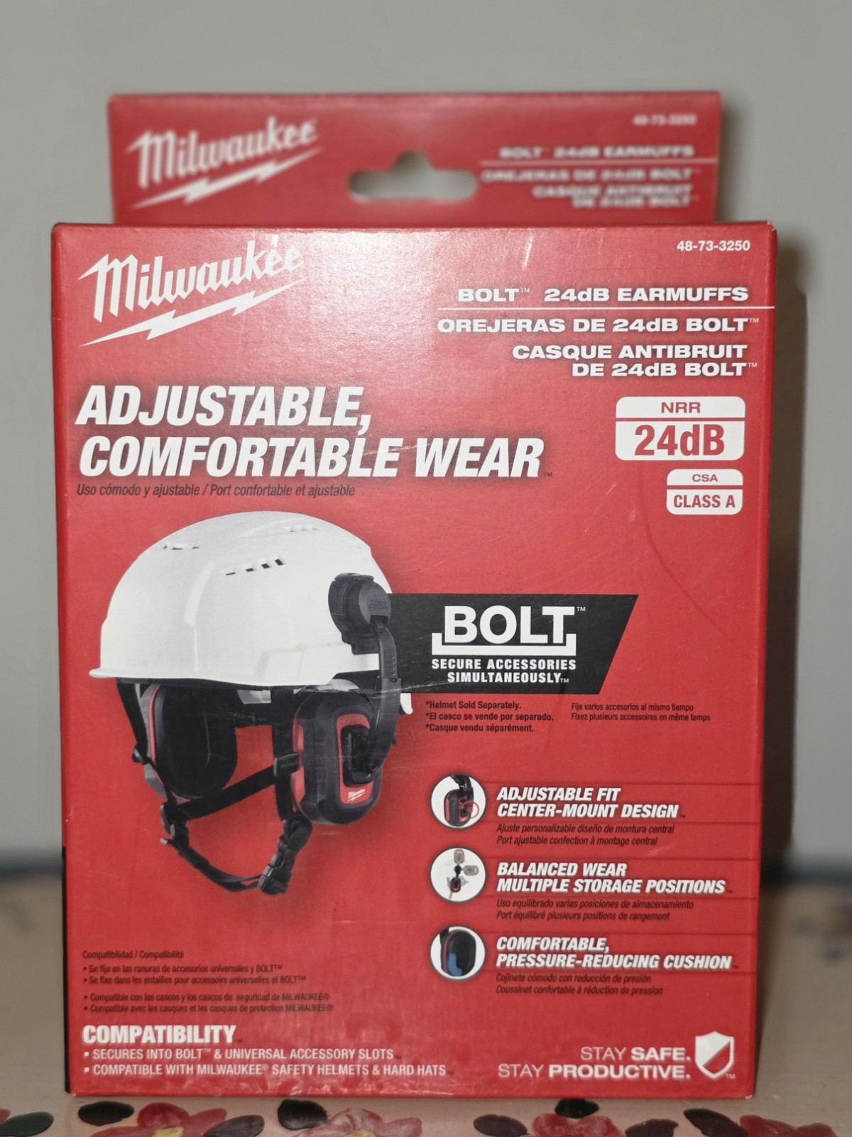 Milwaukee 48-73-3250 BOLT 24dB Earmuffs NRR Hearing Protection Hard Hat New