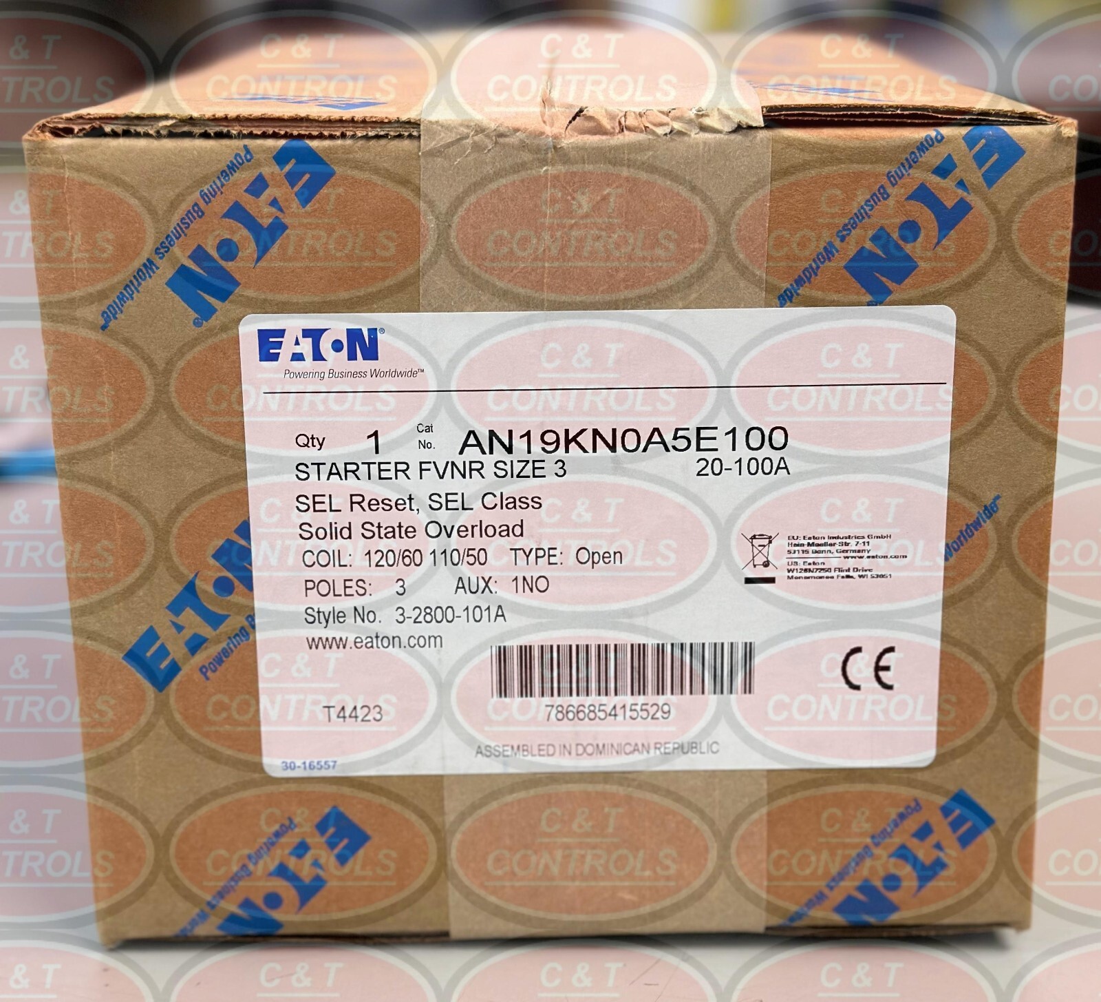 Eaton AN19KN0A5E100 Size 3 FVNR Starter 120V 20-100A New In Box USA Stock