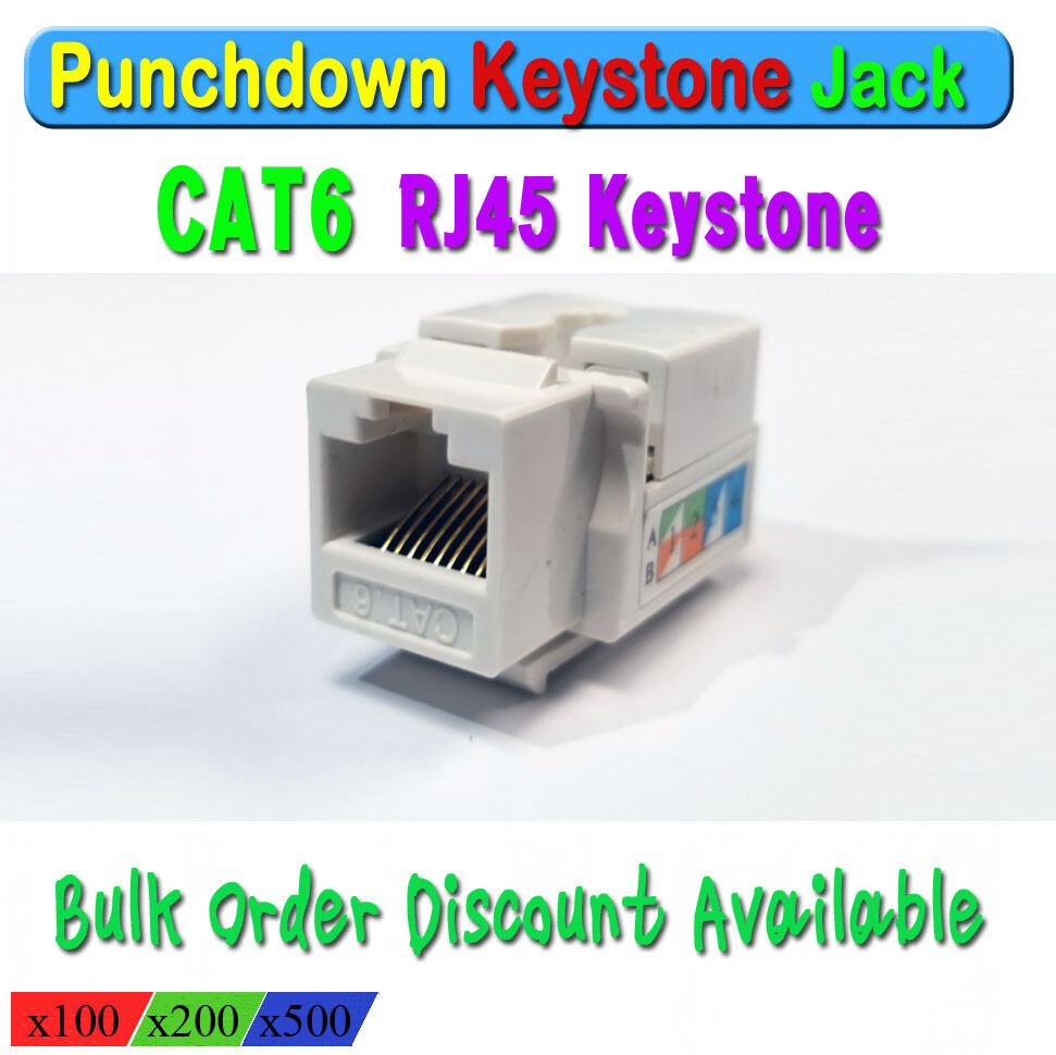 Bulk CAT6 Punchdown RJ45 Keystone Jack Network Adapter 100pcs 200pcs 500pcs