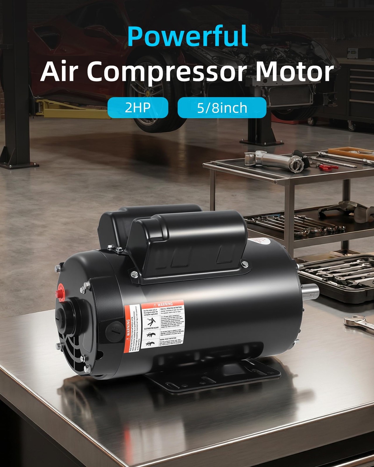 2HP SPL Air Compressor Electric Motor 230V 17.6Amps 3450 RPM 5/8» Keyed Shaft