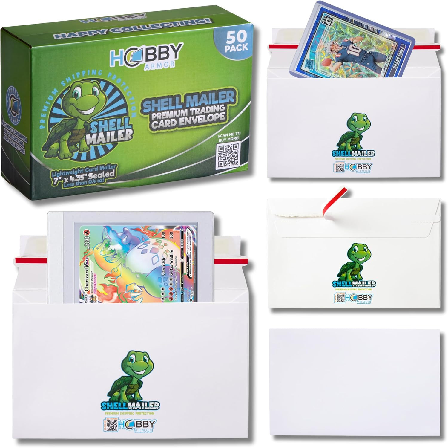 50 Pack Trading Card Mailers, 7″ x 4.35″ Semi-Rigid Envelope for Shipping