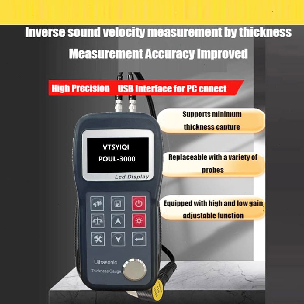 Digital Ultrasonic Thickness Meter Tester Gauge 0.75-300mm/0.03-11.8inch Metal