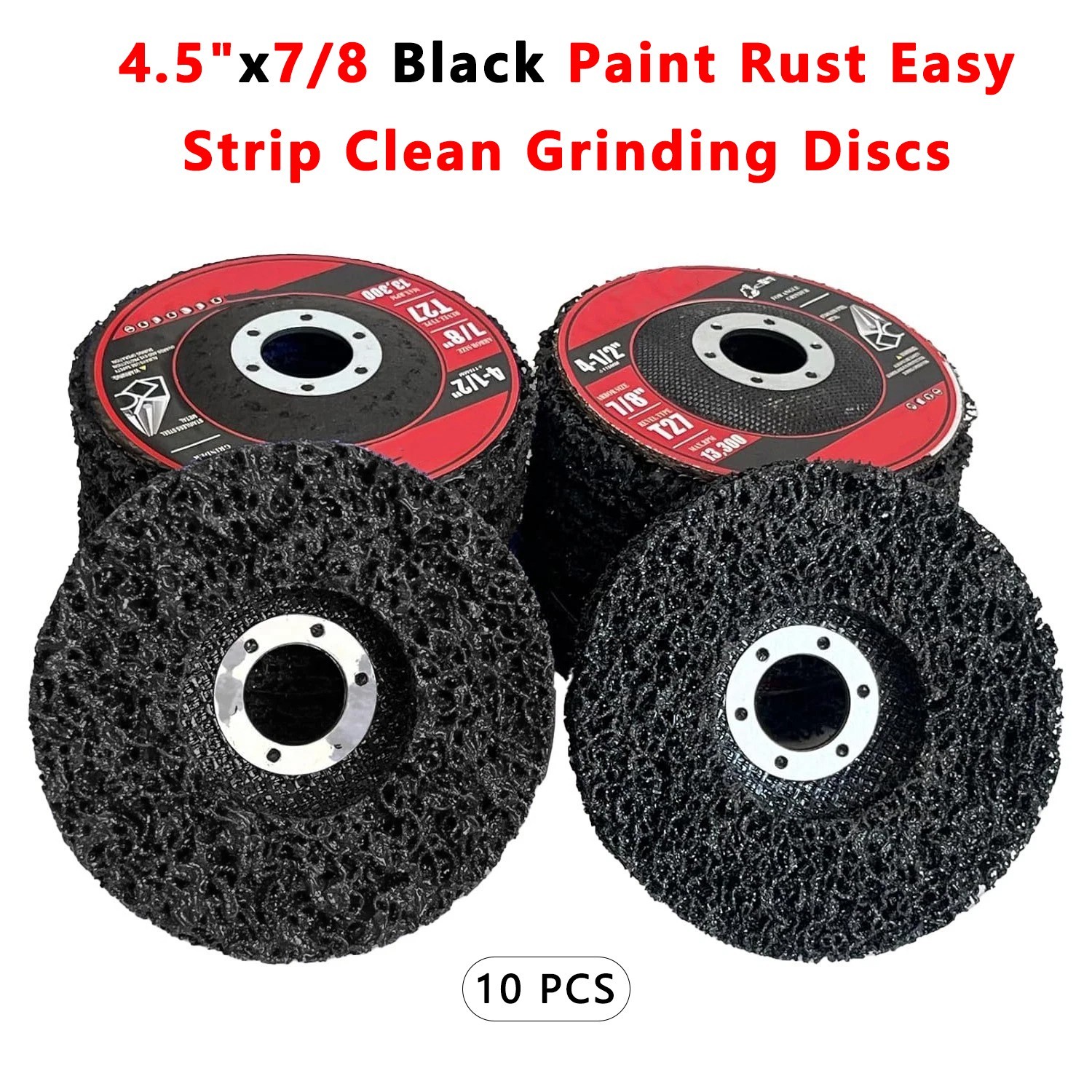 10 PCS 4.5″ x 7/8″ Black Poly Strip Discs, Rust Paint Oxidation Remover