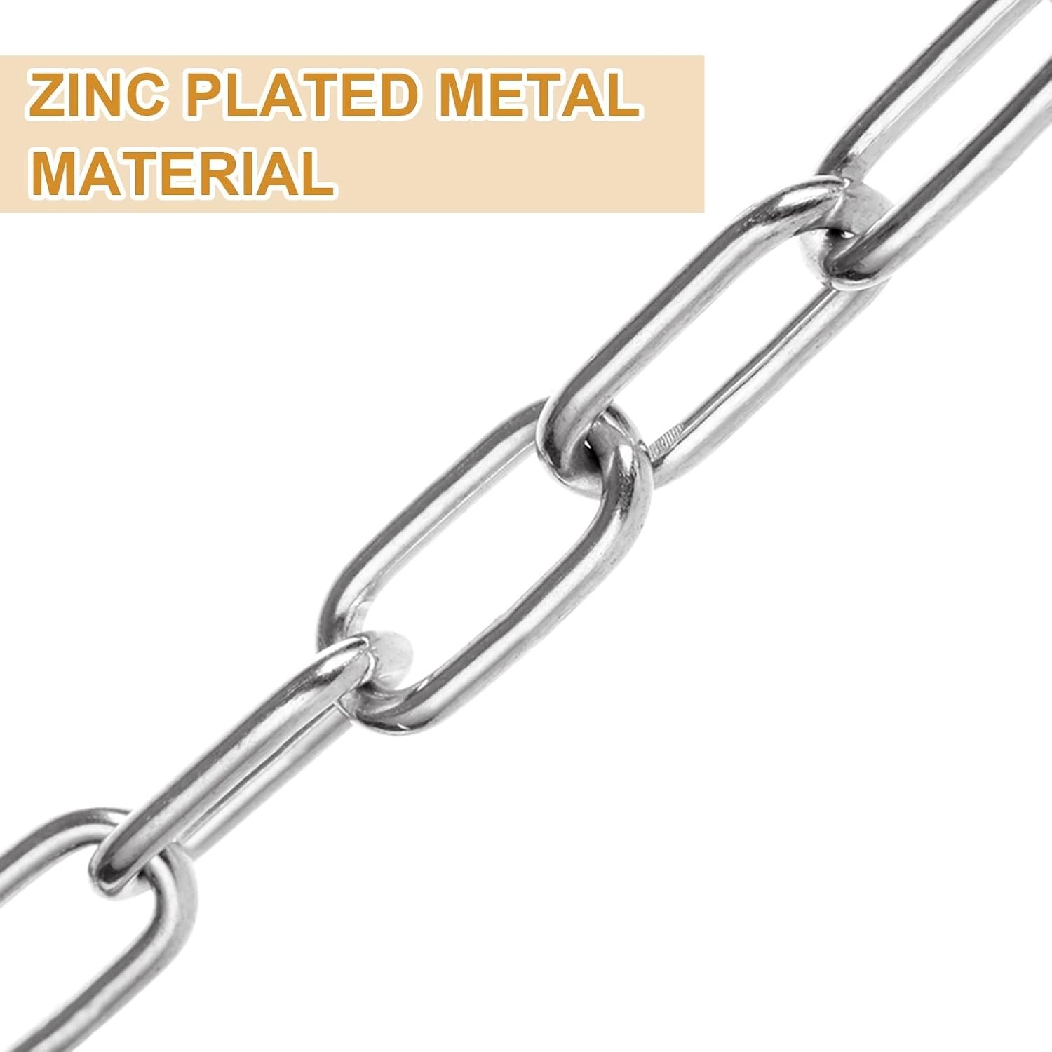8M Galvanized Metal Coil Chain, 1/8In × 26.25Ft Heavy Duty Chain Links 3mm Sm…