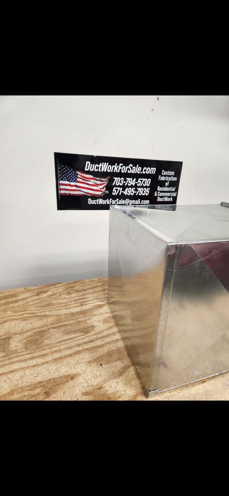 SUPPLY AIR DUCT PLENUM 21″ X 21″ X 23″ Long With 1/2 Flange Made From 26 GAUGE