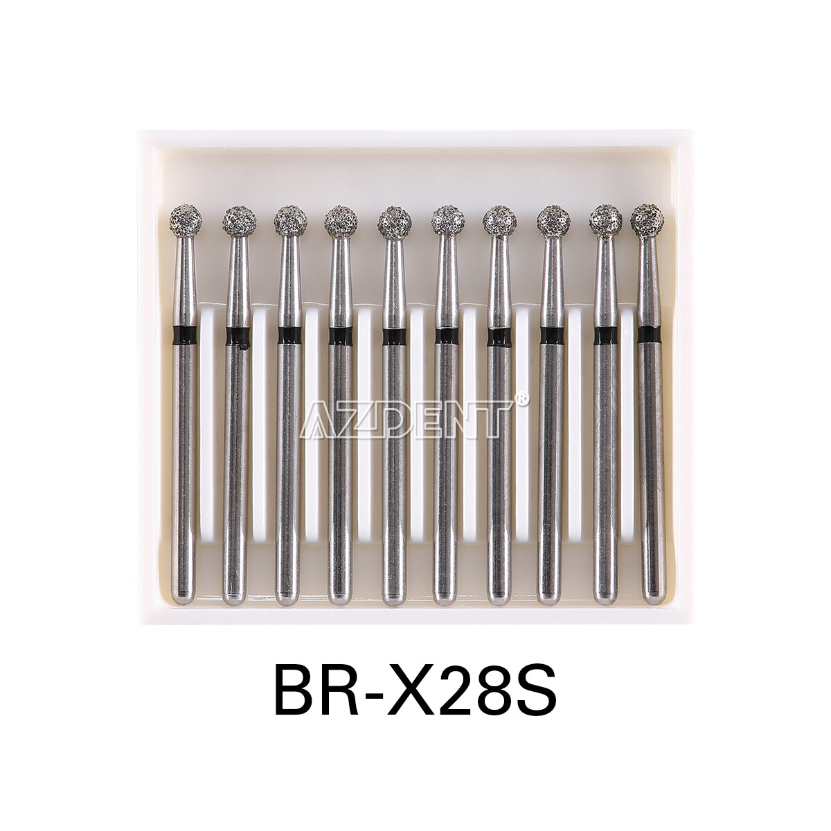 AZDENT 100pcs Dental Diamond Burs Ball Round FG 1.6mm for High Speed Handpiece