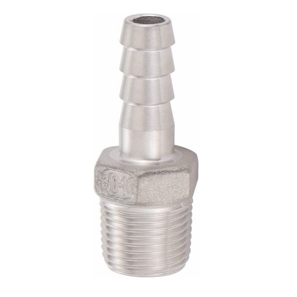 2x Stainless Steel 3/8″ Hose Barb to 3/8″ Male NPT Home Fitting Water Fuel N924