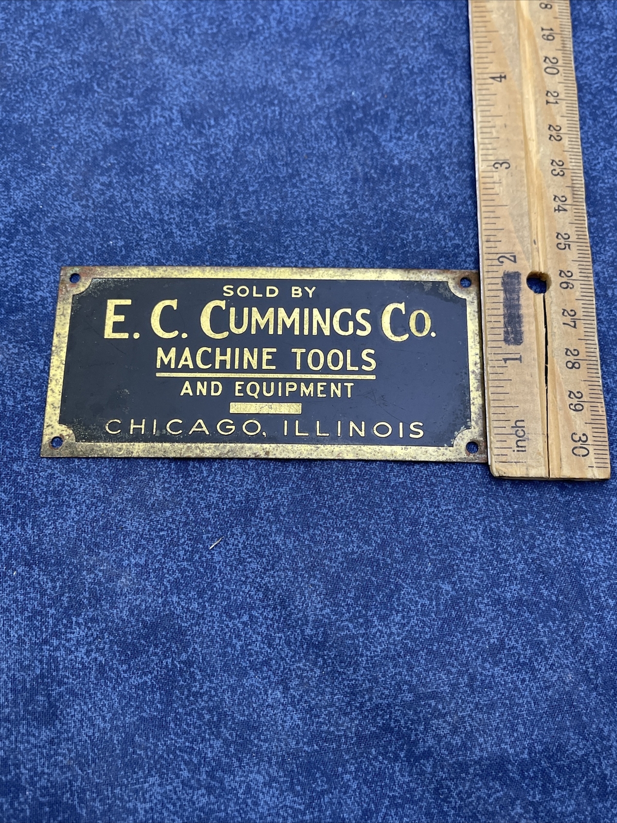 Vintage E. C. Cummings Co Machine Tools And Equipment Sold By Badge Plaque Z506