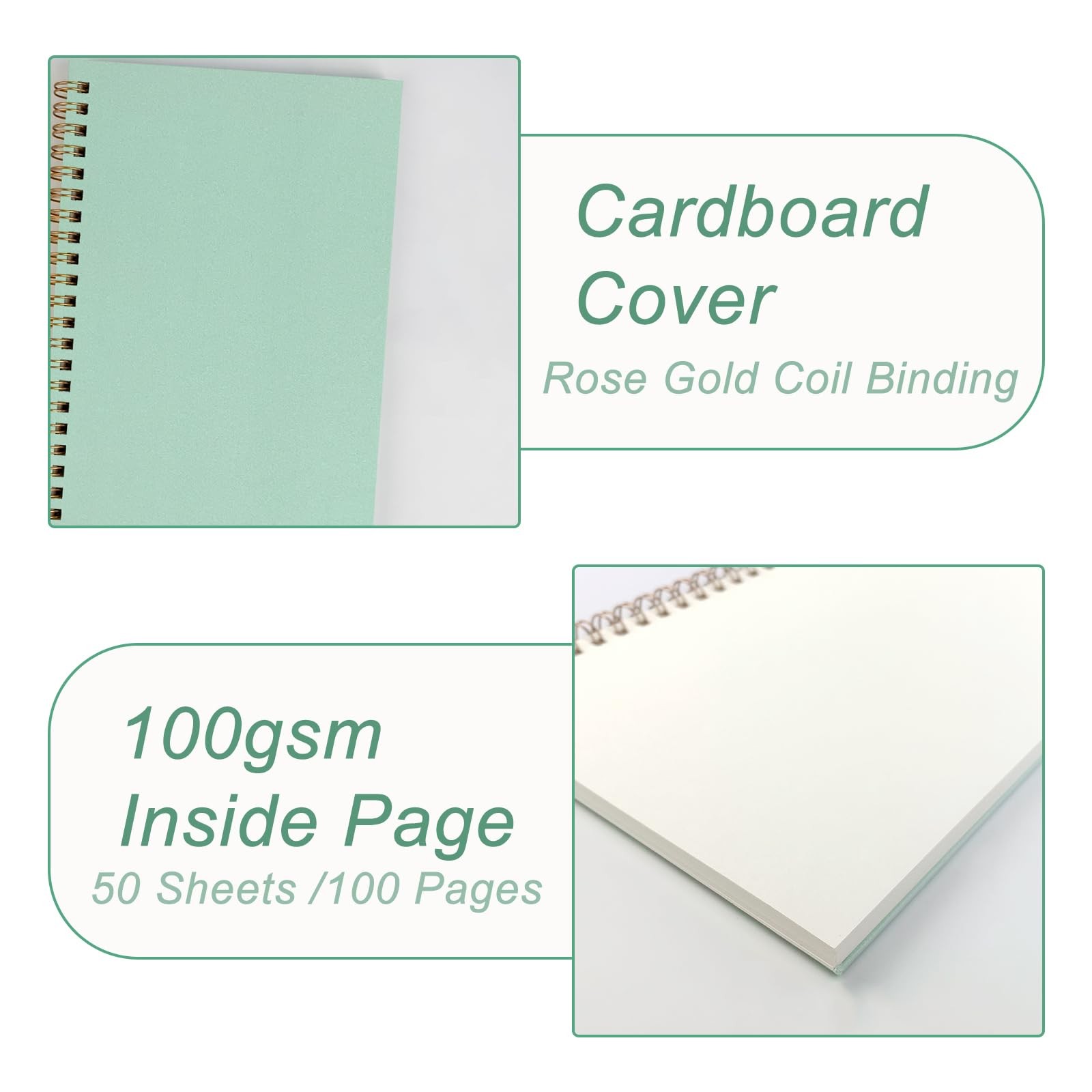 DSTELIN Sketch Coil Notebooks, 2-Pack (Pink & Green), 7.5 x 5.1 Pink & Green