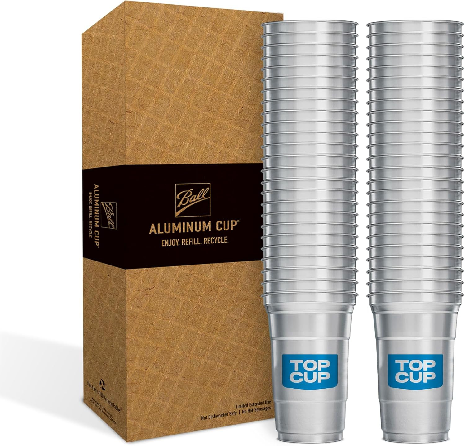 Reusable Aluminum Party Cups 9 Oz 50 Count Recyclable Cold Drink Cups USA
