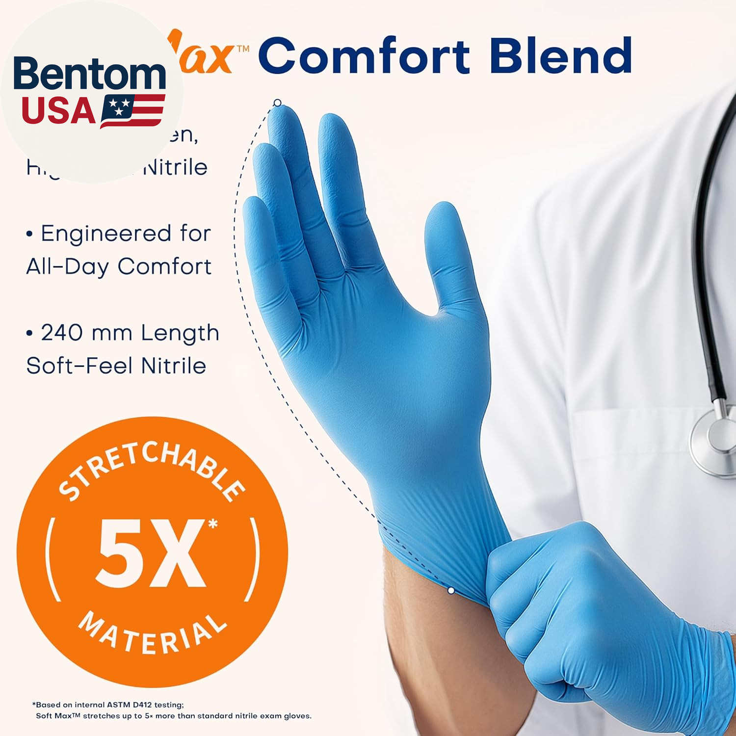 Medical Soft Max™ Nitrile Exam Gloves, 100 Count Latex-Free Powder-Free Non-Ster