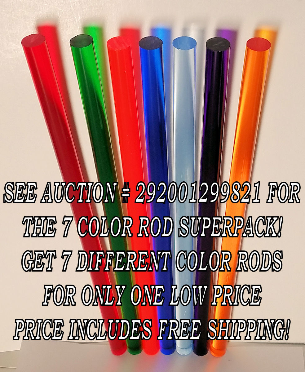 2 CLEAR BLUE TRANSLUCENT 1/2″ DIAMETER ACRYLIC PLEXIGLASS COLOR ROD 12” LONG .50