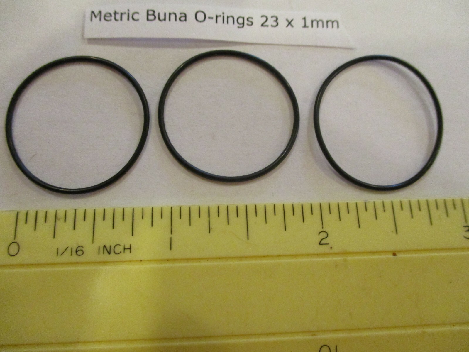 23mm ID x 25mm OD x 1mm thick O-ring. Buna-70. Quan 3.