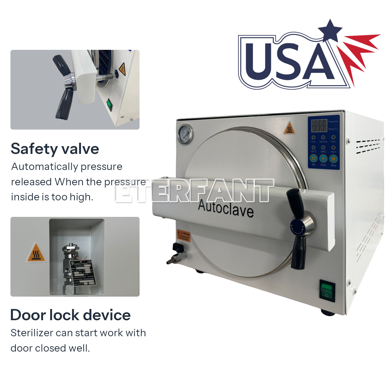 18/23L Class N/B Dental Autoclave Steam Sterilizer Medical Sterilization US