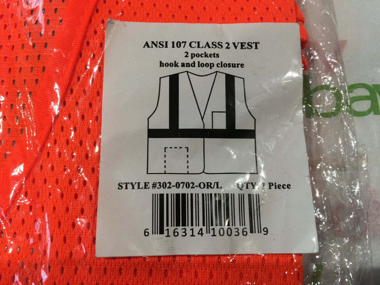 PIP Florescent Orange Safety Mesh Vest Silver w/ Reflective Stripes Men’s L