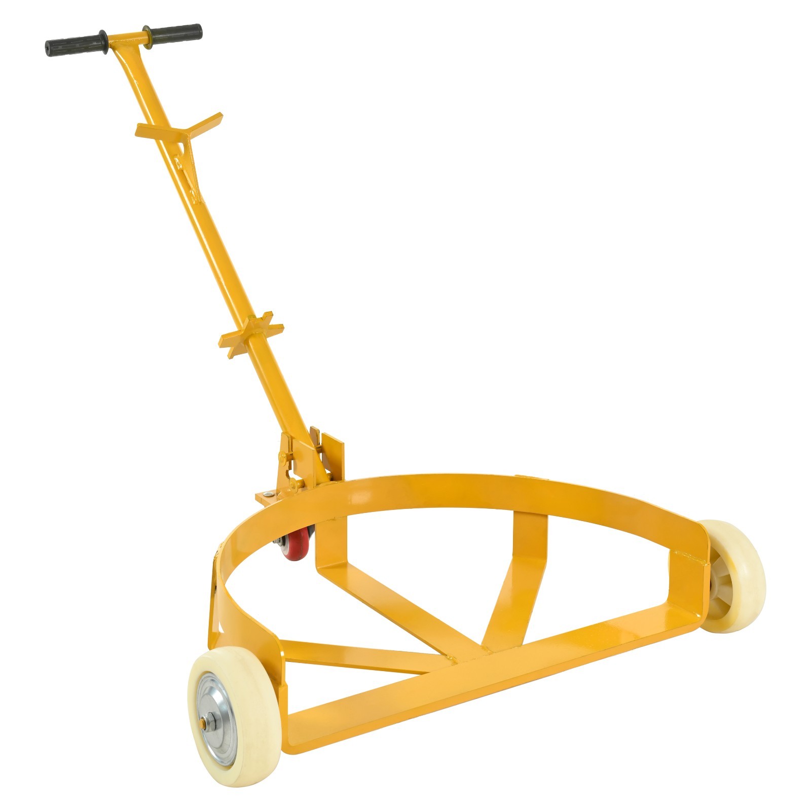 55 Gallon Drum Dolly, 1200lbs capacity, with 2 fixed PU Wheels and 1 swivel whee