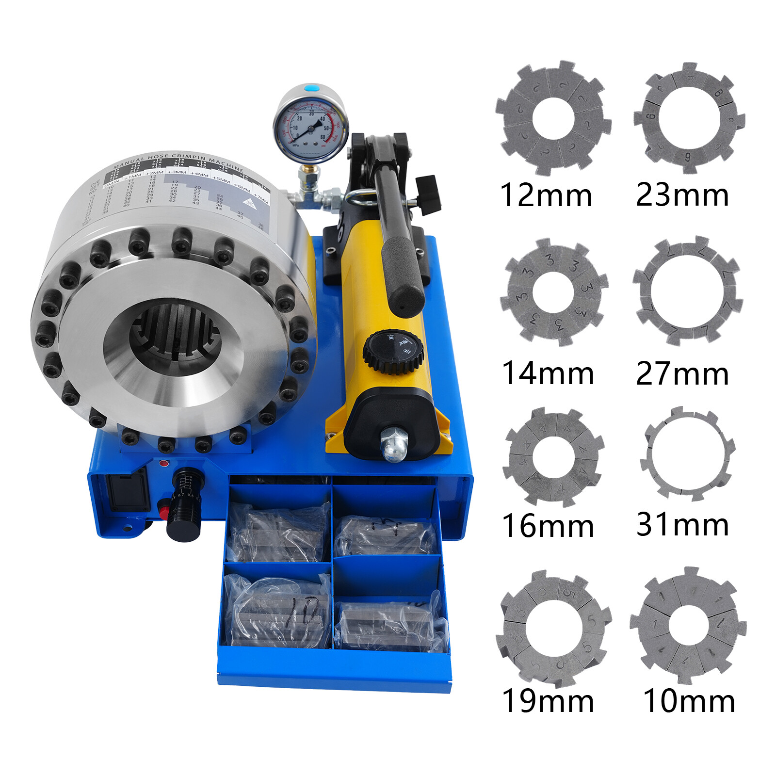 Manual Hydraulic Hose Crimper Pipe Clamping Machine With 8 Sets Dies 10mm-31mm