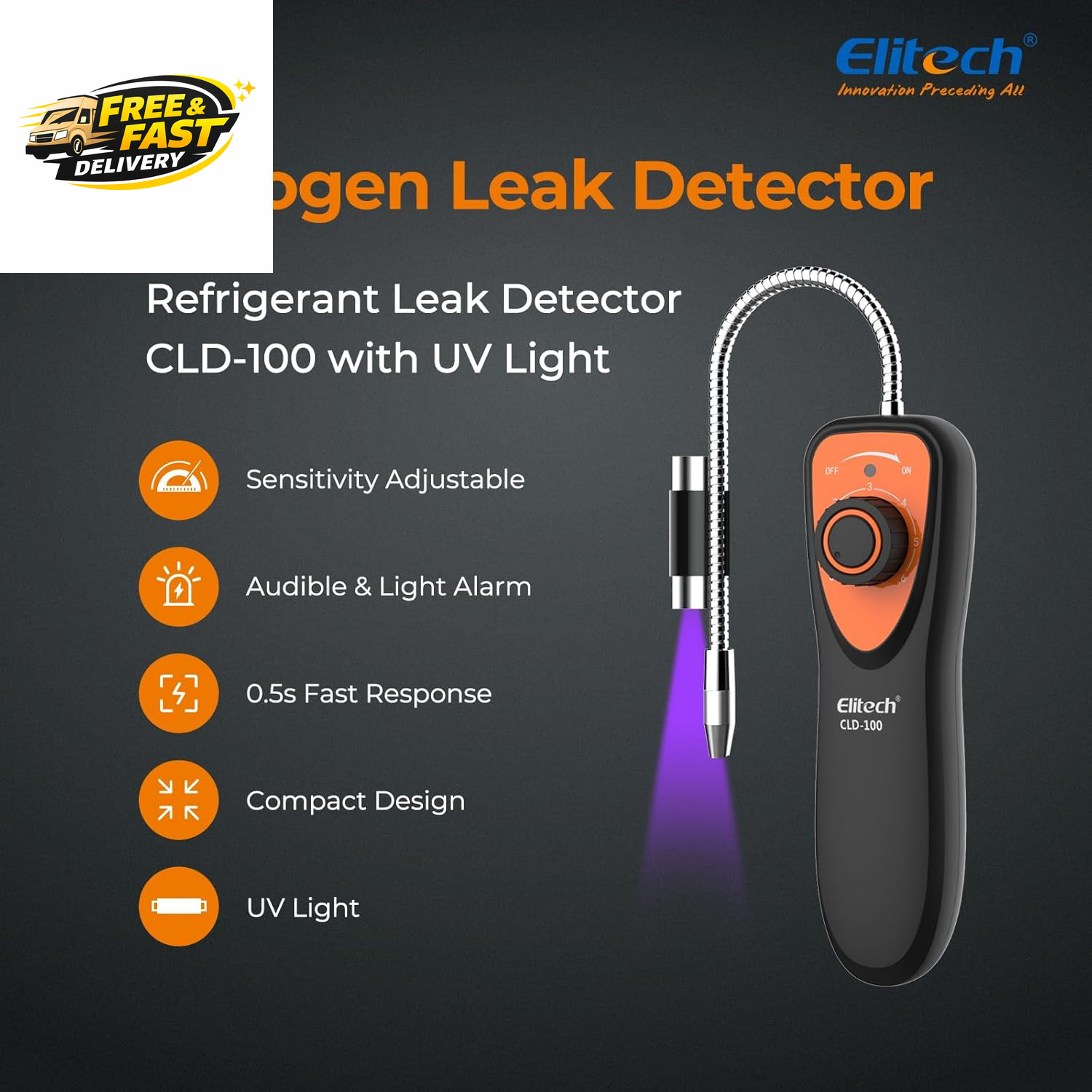 Refrigerant Leak Detector, CLD-100 Freon Leak Detector Car HVAC Halogen Refriger