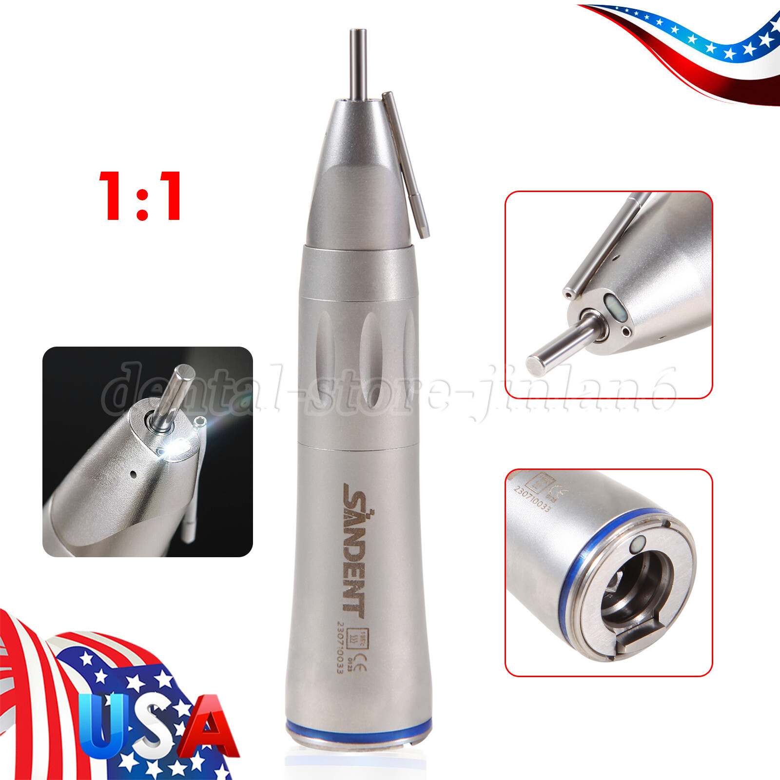 Dental 1:1 LED Fiber Optic Low Speed External Straight Surgical Handpiece COXO