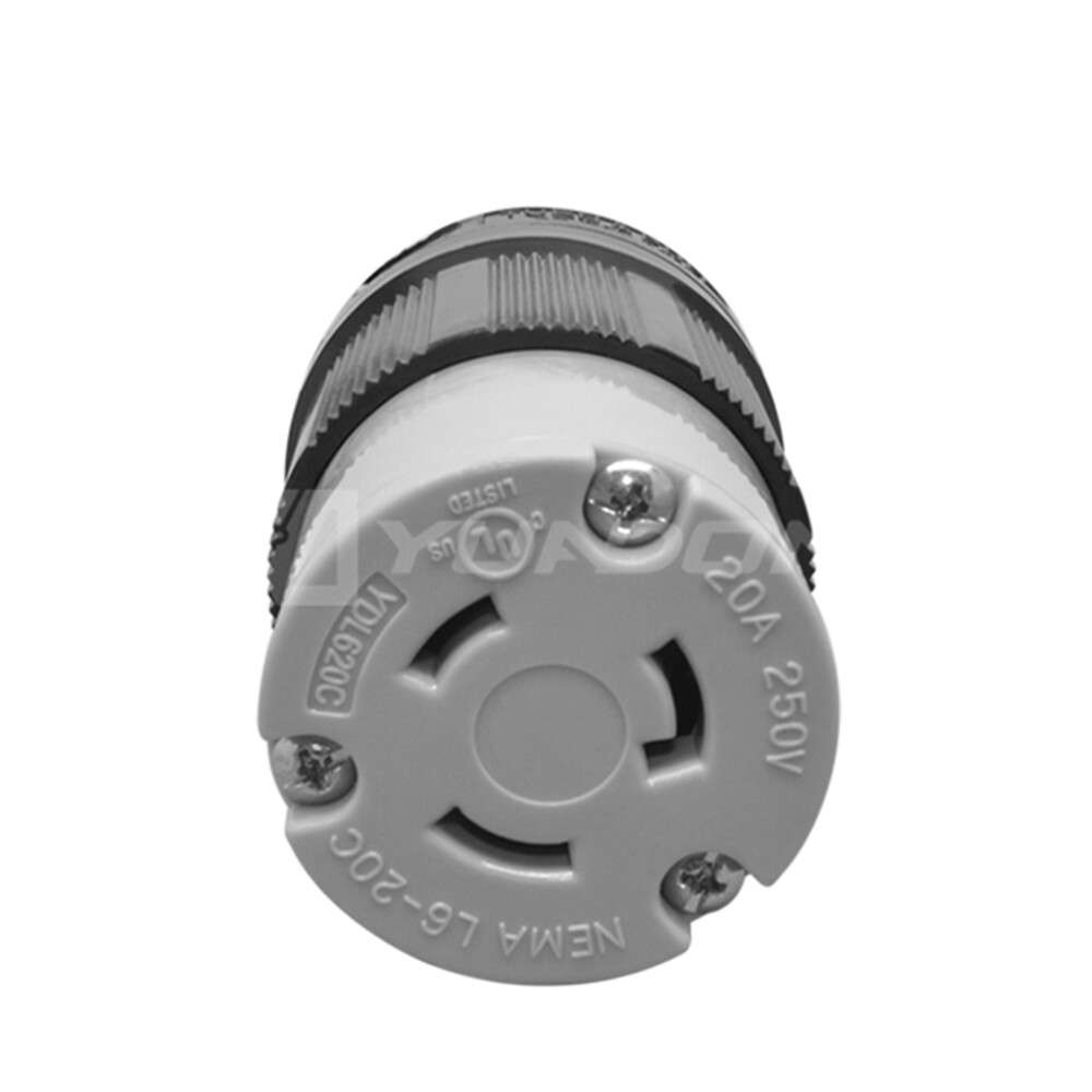 NEMA L6-20R 20 Amp 250 Volt Female Twist Lock 3 Wire Power Cord Plug UL