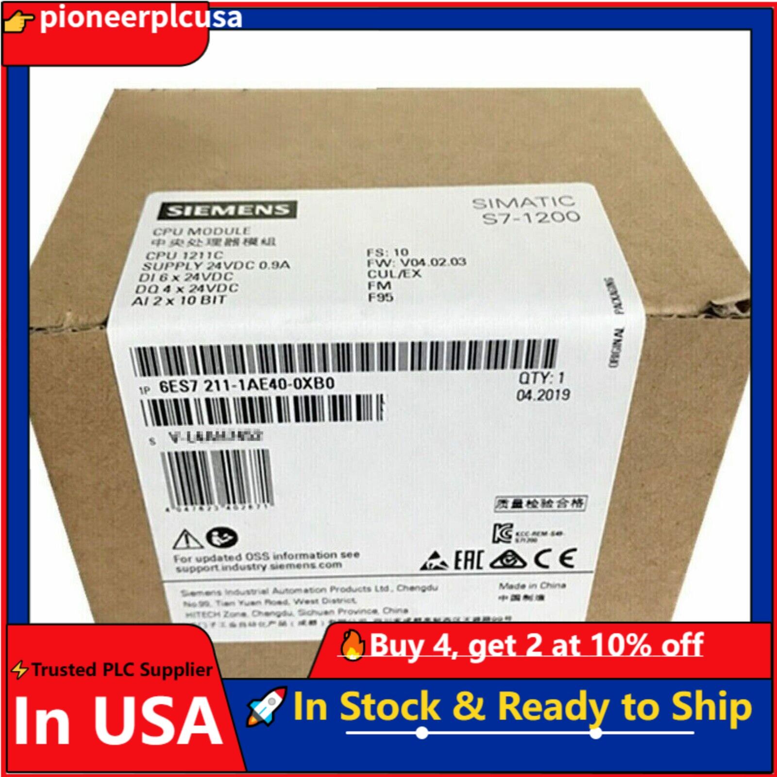 New Siemens 6ES7 211-1AE40-0XB0 6ES7211-1AE40-0XB0 CPU 1211C US FREE TAX