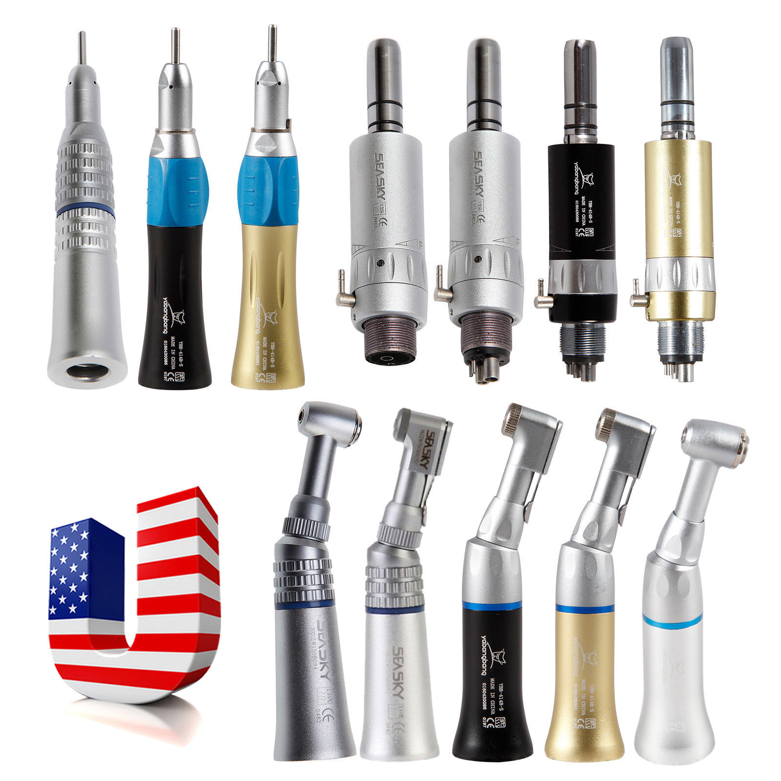 Dental Low Speed Handpiece Contra Angle Straight Air Motor / 4:1 Hygiene Prophy