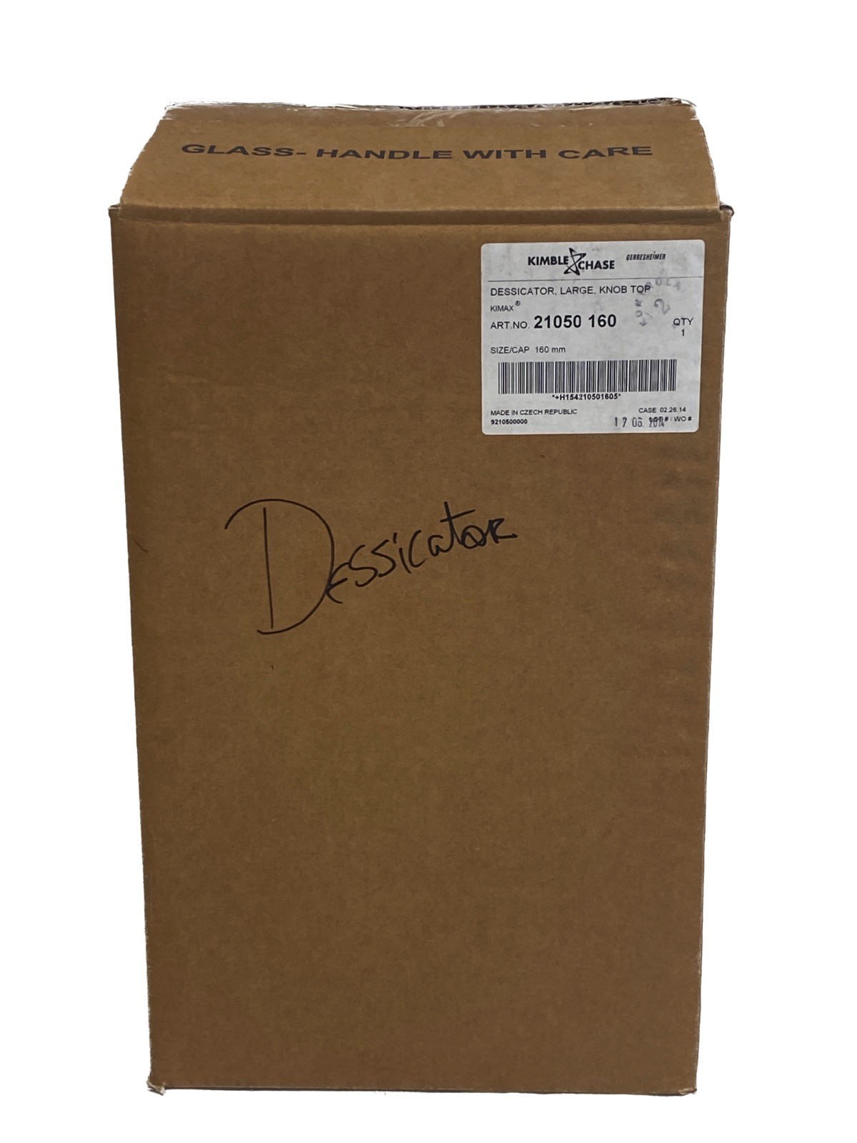 New KIMAX DWK 2.2L Small Glass Desiccator w/ Knob Top 160mm ID Flange 21050-160