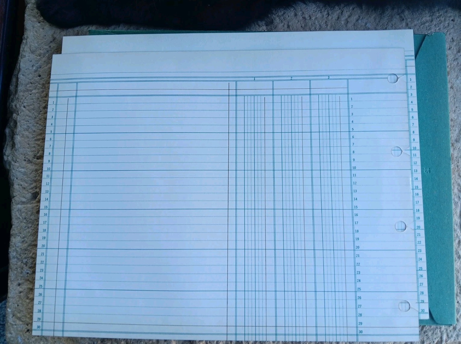 Vintage Boorum & Pease Columnar Accounting Sheets 15-3 Column 9-1/4 x 11-7/8 Box