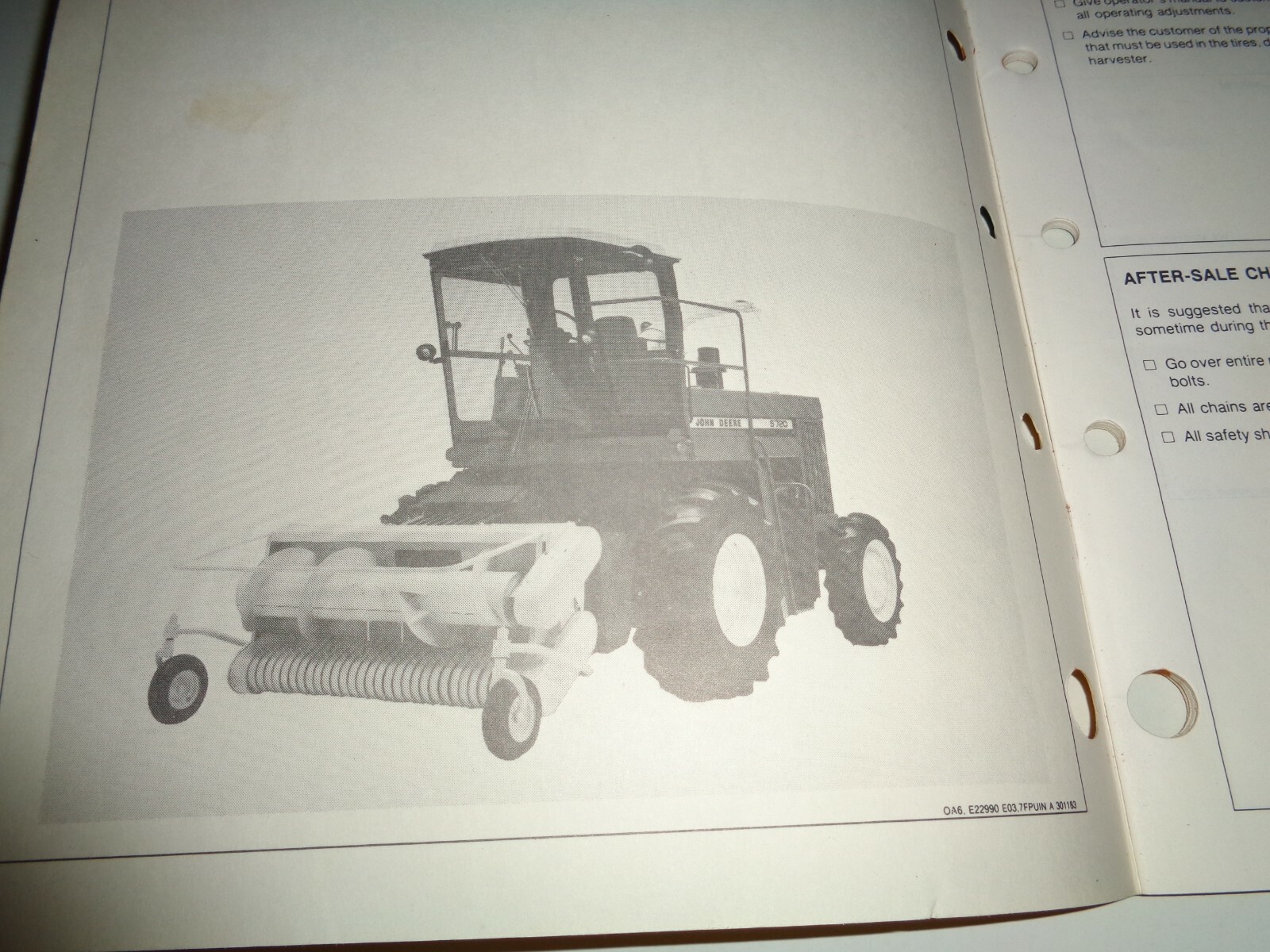 John Deere 5.5-Foot 7-Foot Windrow Pickups Operators Manual Original! 1.7 & 2.1M