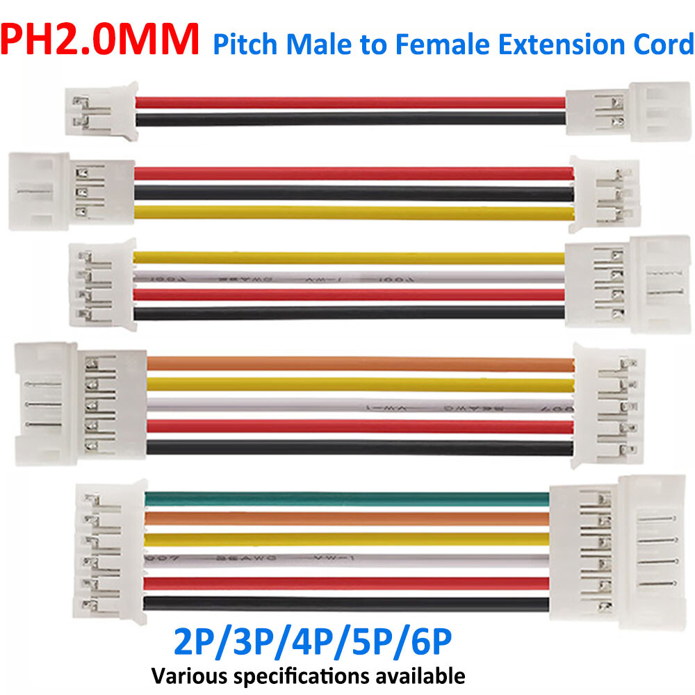 PH2.0mm Dual Male to Female Terminal-Connection-Electronic Wire 2P/3P/4P/5P/6P