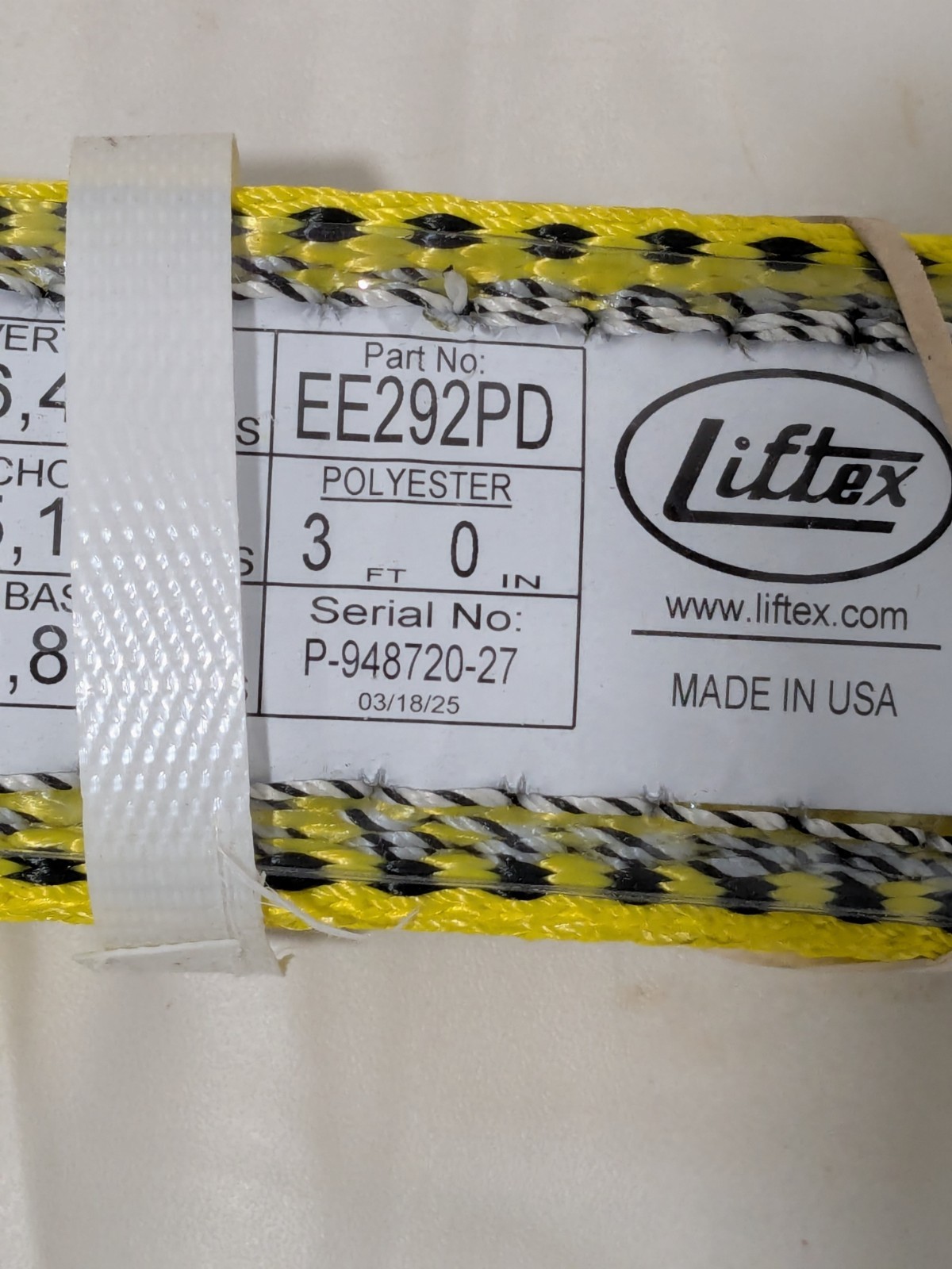 LIFTEX Flat Eye & Eye, Type 3 Web Sling: 3' Long, 2" Wide EE292X3P