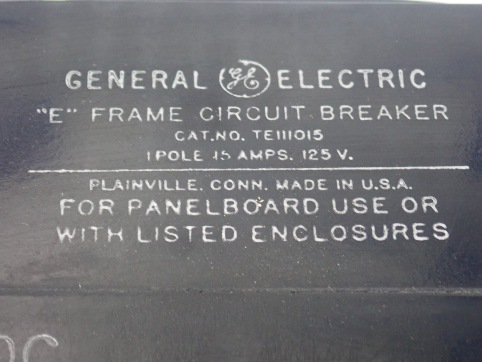 NEW in box Old Stock GE TE111015WL 1 pole 15 amp 125V AC or DC E100 Breaker