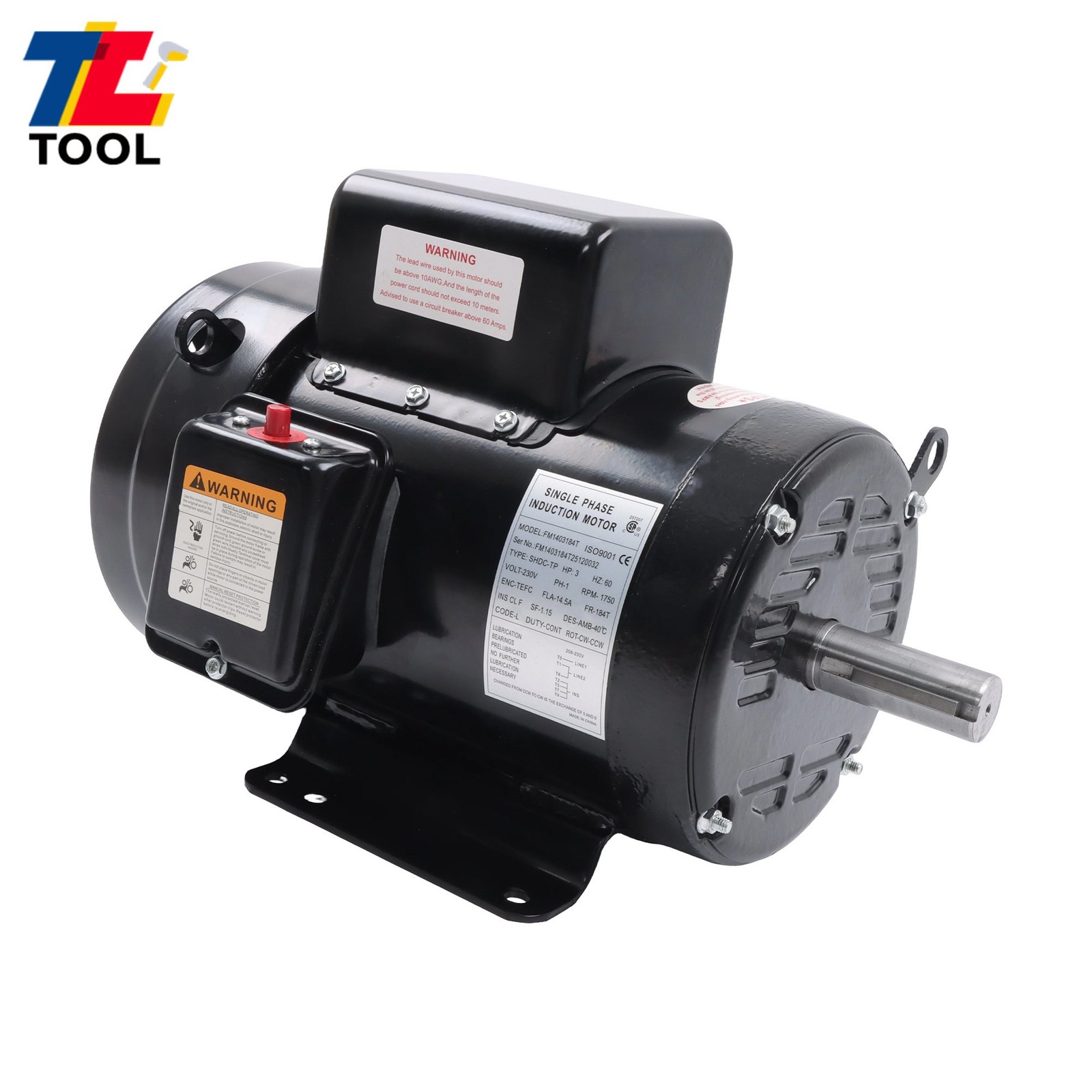Farm Duty 3HP Motor 1800 RPM TEFC 184T 1 Phase 208/230V 60Hz Reversible