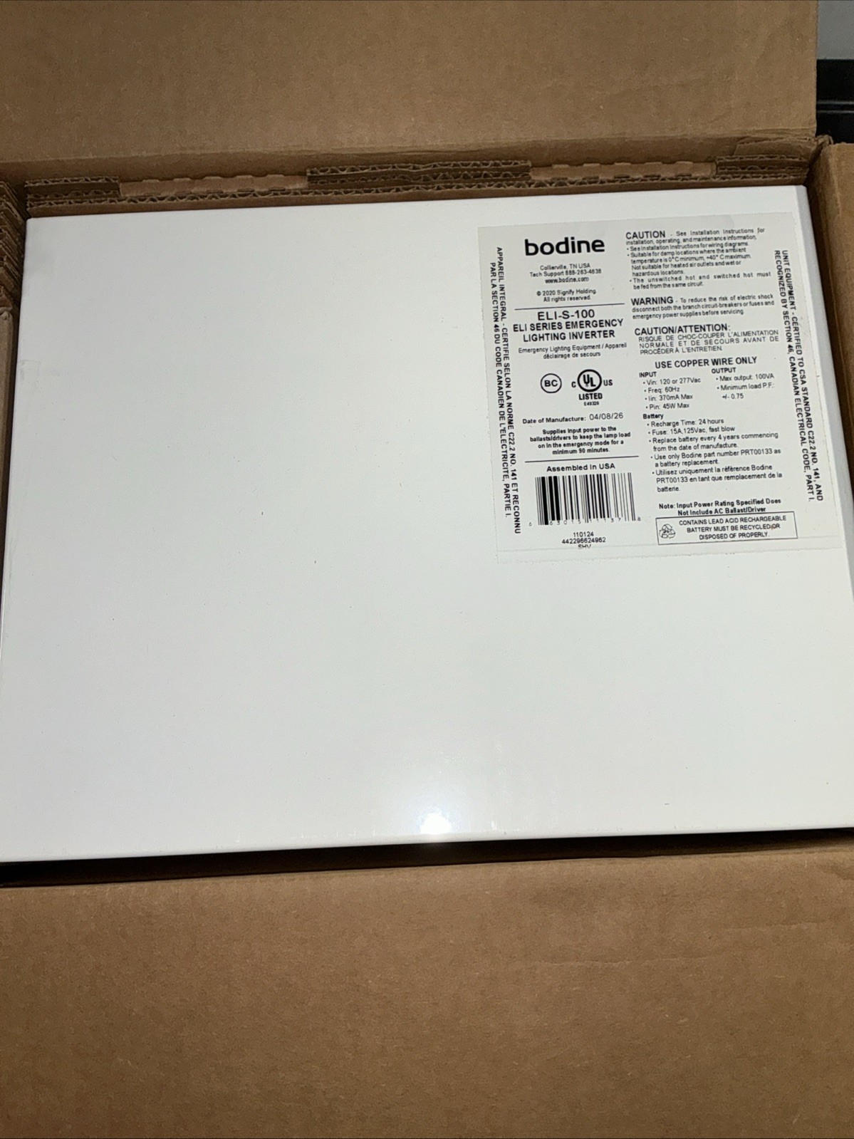 Philips Bodine 120-Volt to 277-Volt ELI-S-100 Emergency Lighting Inverter