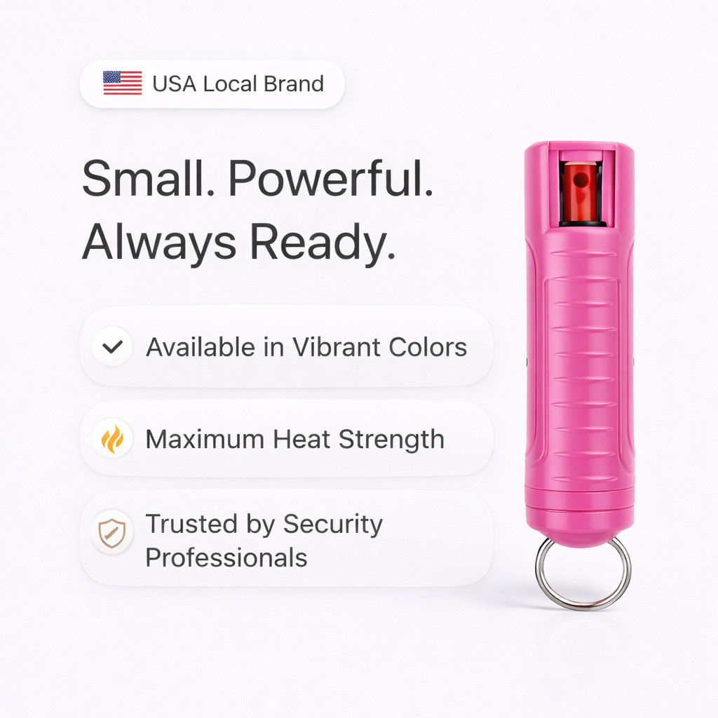 BURN PEPPER SPRAY Maximum Strength Self Defense Security Keychain Pink 2 Pack