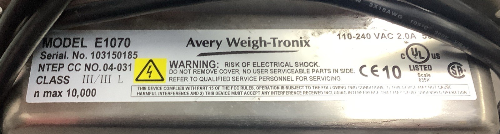 Avery Weigh-Tronix Weight Indicator E1070 (r48)