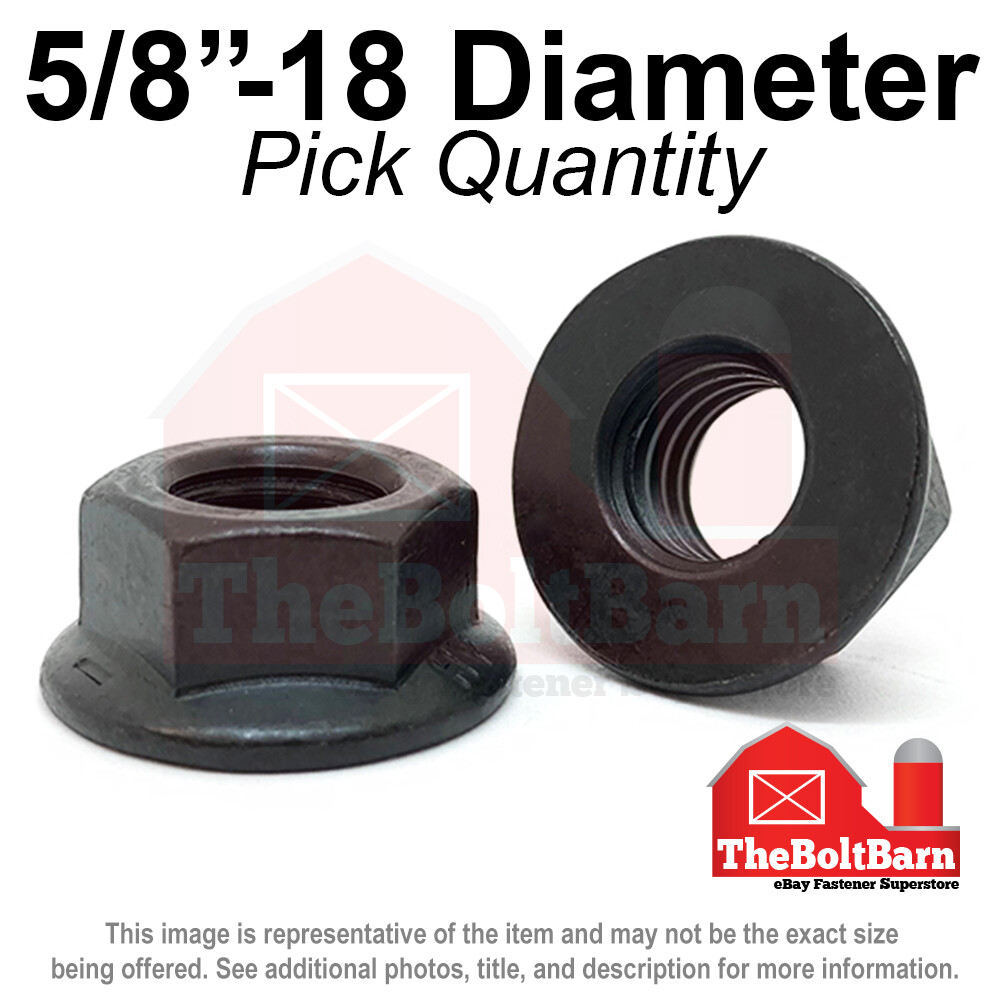 5/8″-18 Grade 8 Smooth Hex Flange Nuts FINE Black Phos & Oil (Pick Qty)