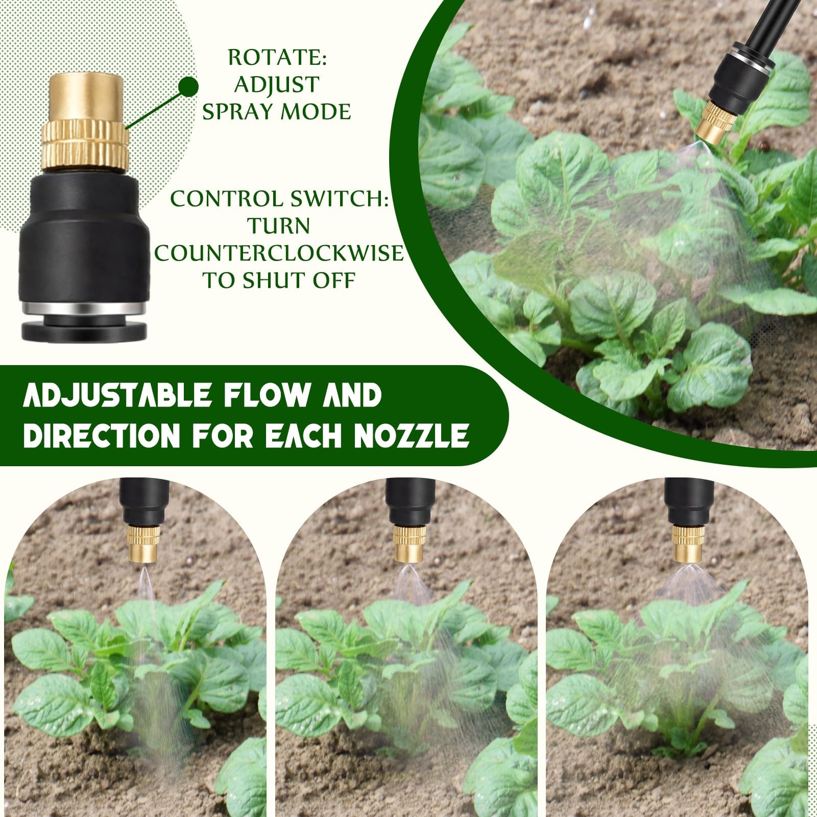 10 Pcs Brass Misting Nozzles Tee with 4 Inch Built in Hose for 0.32″/8 mm Tub…
