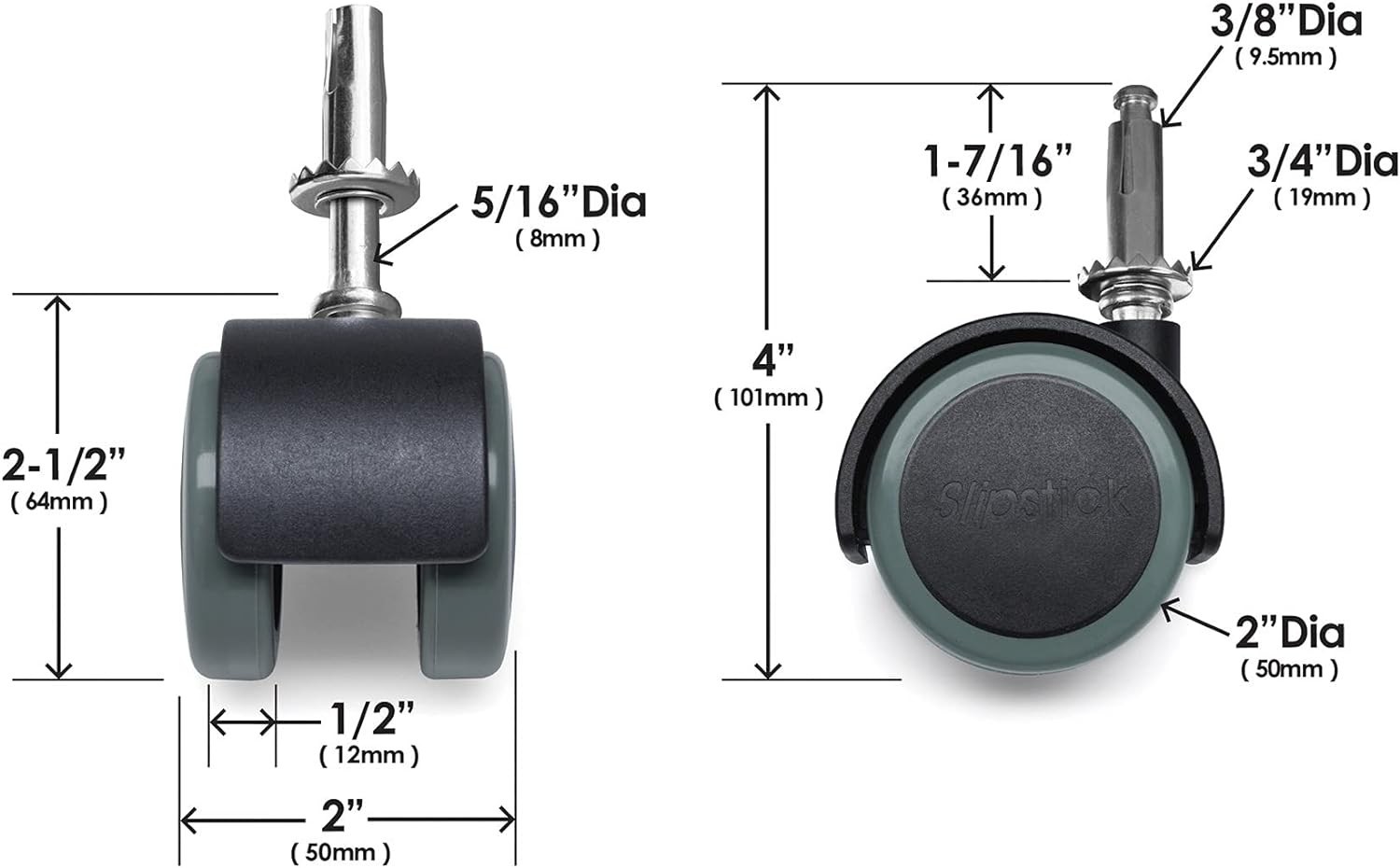 2 Inch Rubber Furniture Casters – Versatile Set of 4 for Everyday Use