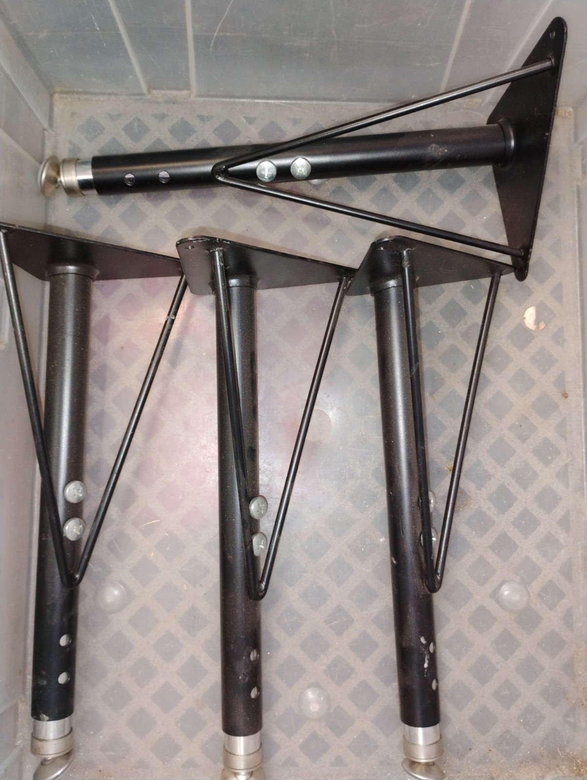 (QTY 4) Tapered Metal Table Leg 20″ XU-LEG-LONG-GG Black / Chrome Adjustable