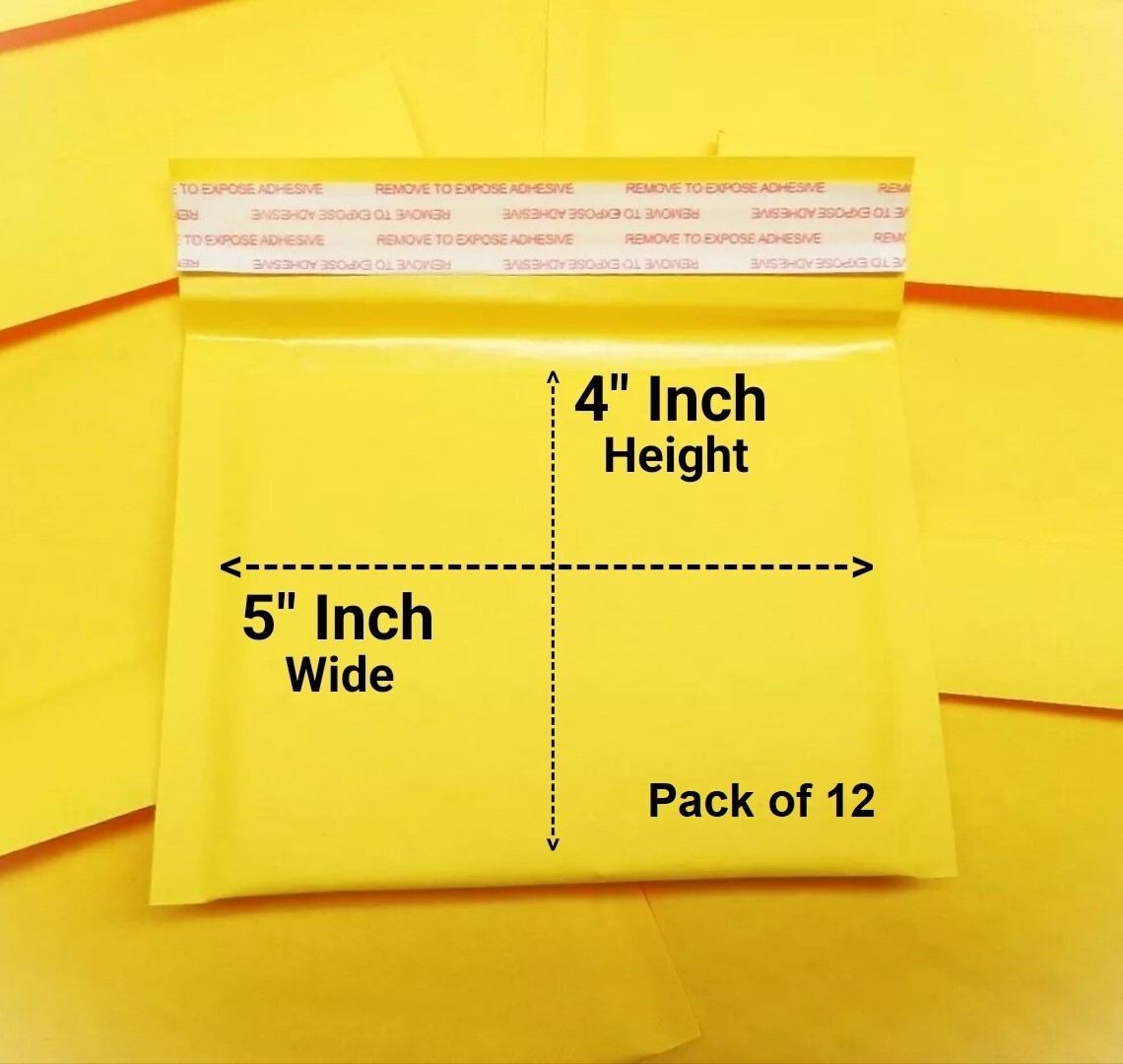 Small Bubble Mailers Kraft 5″Wide x 4″ Height Mini Size Mailer Self Seal 12 Pcs