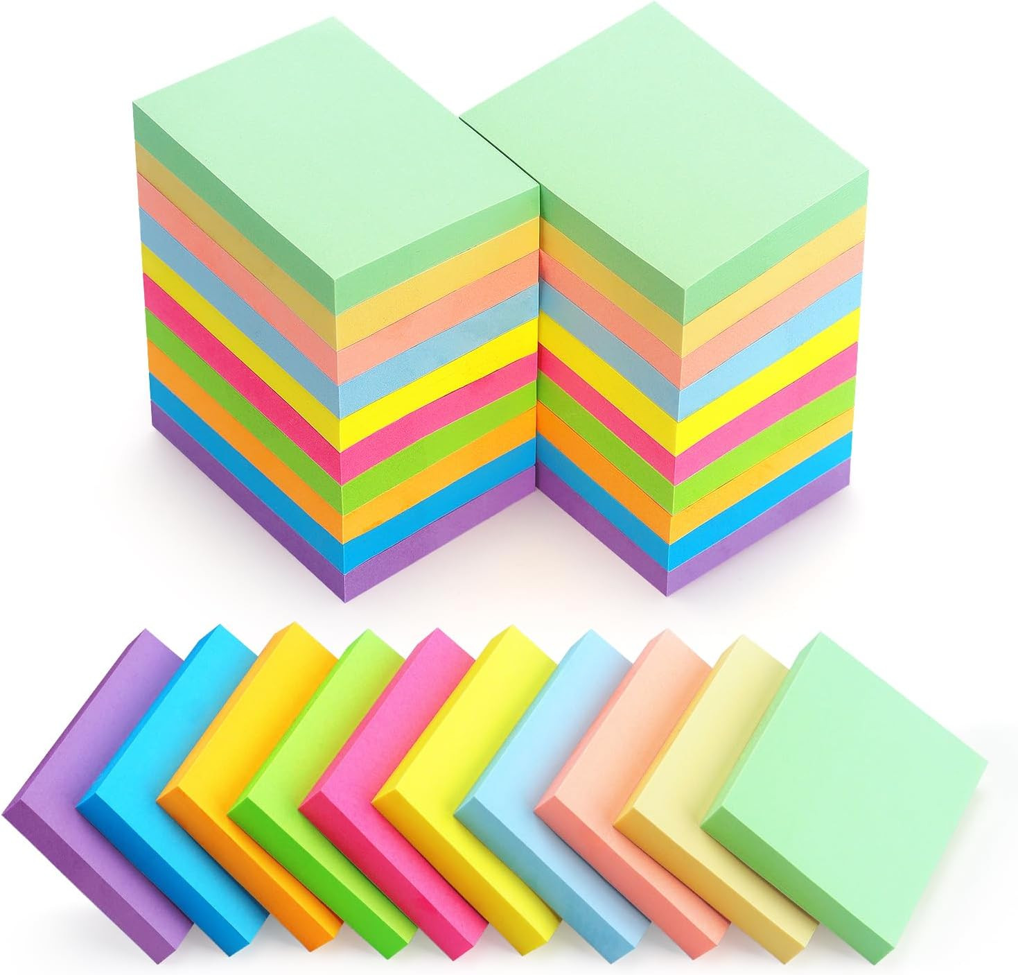 30 Pads Post It Notes 10 Colors 1.5 x 2 Inches Small Post It Notes 100 Sheets