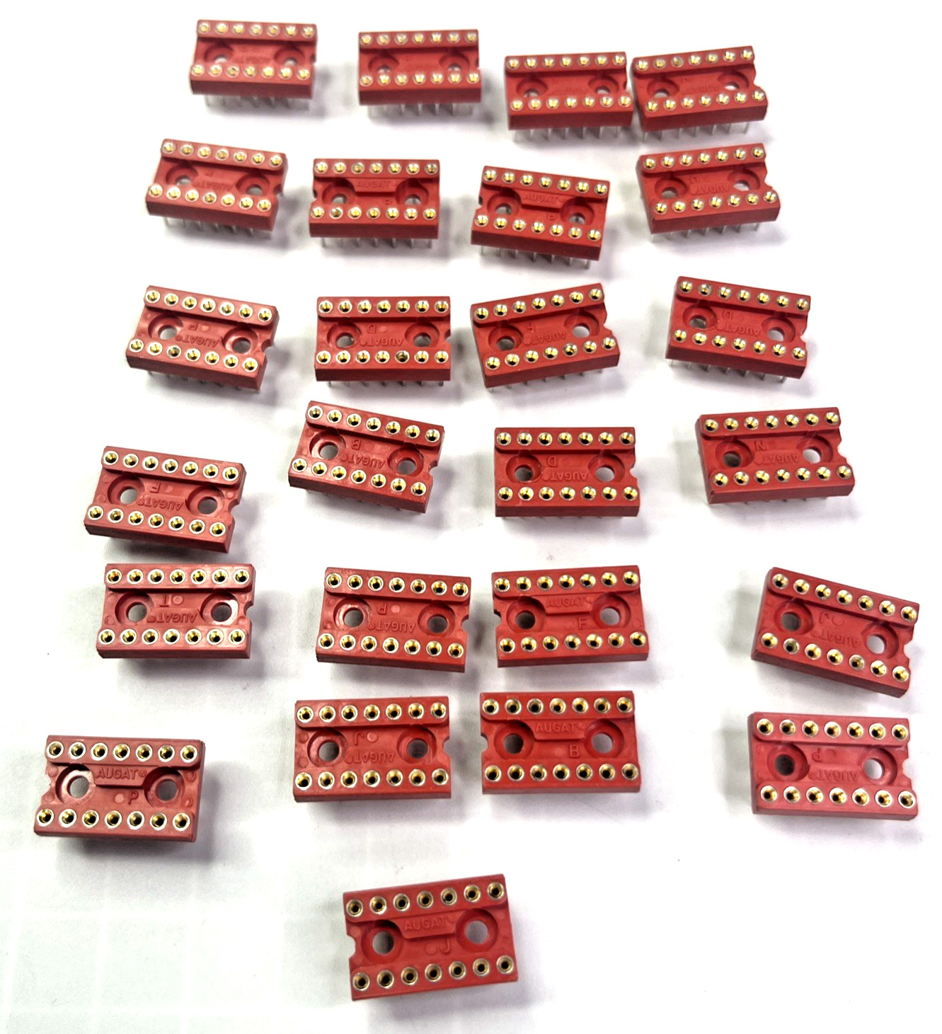 Qty 25 Quality Augat 14-Pin Wire Wrap Sockets DIY Proto Gold Center NOS