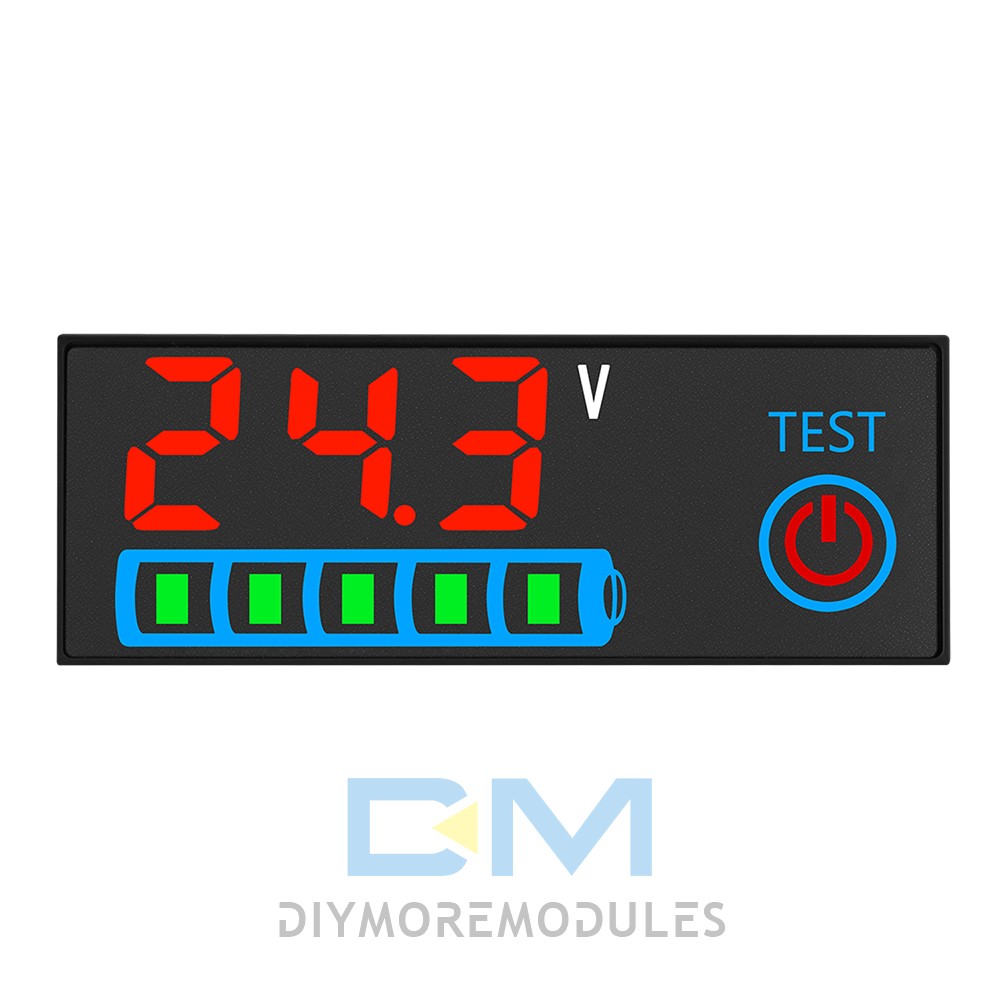 LED Voltage Acid/Li-ion Battery Level Indicator Display Panel w/Power-Off Memory
