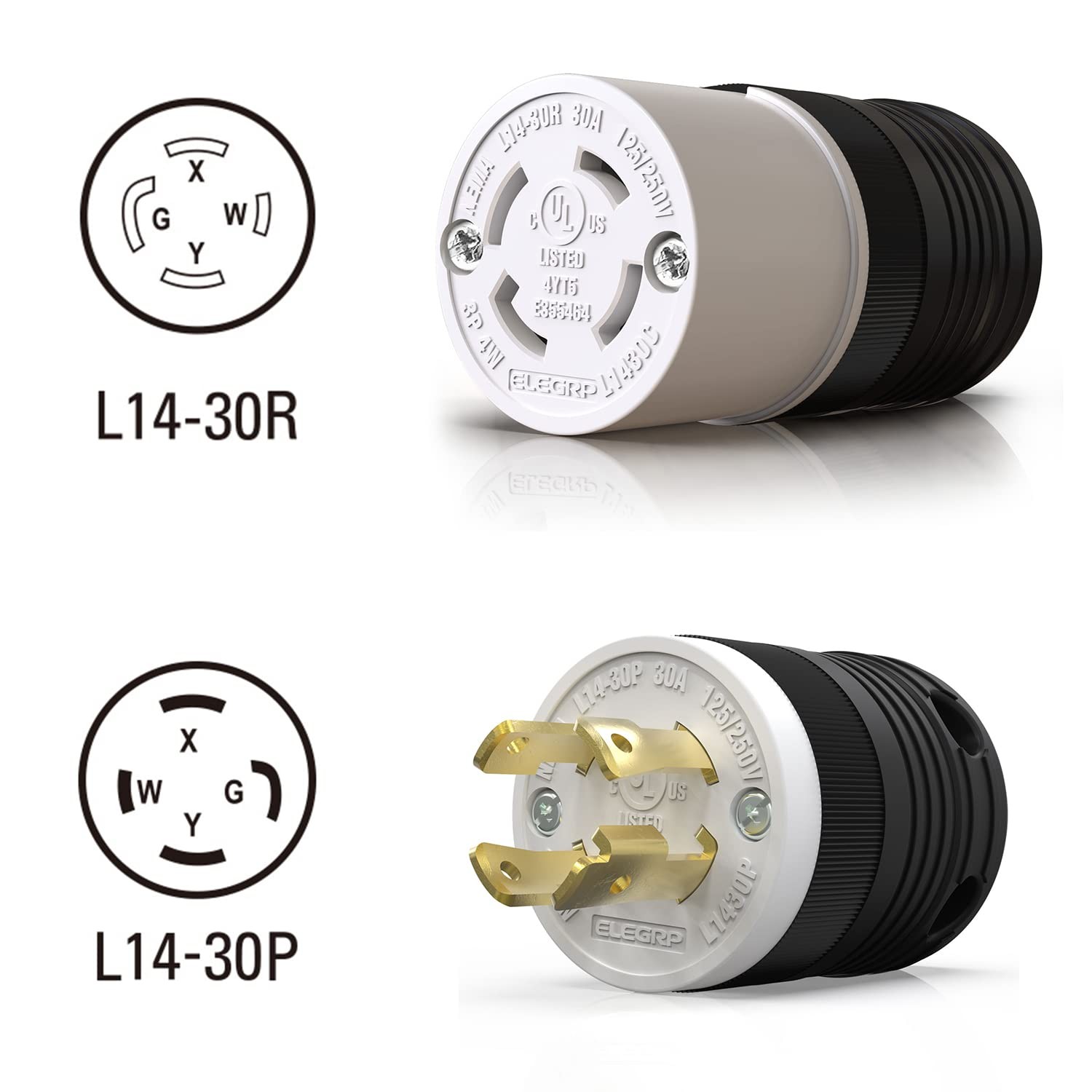 Locking Connector Generator Twist Lock Adapter 30 Amp 125/250V 3 Pole 4 Wire 1