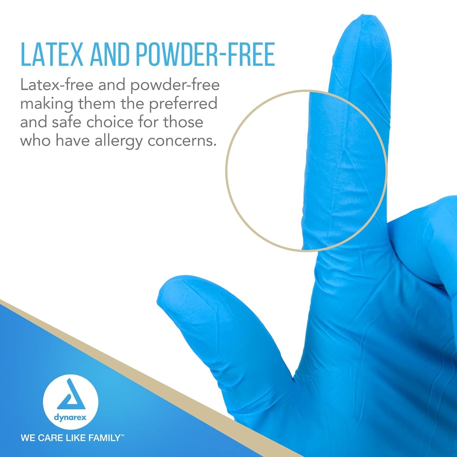 Dynarex Safe Touch Nitrile Exam Gloves, Powder Free