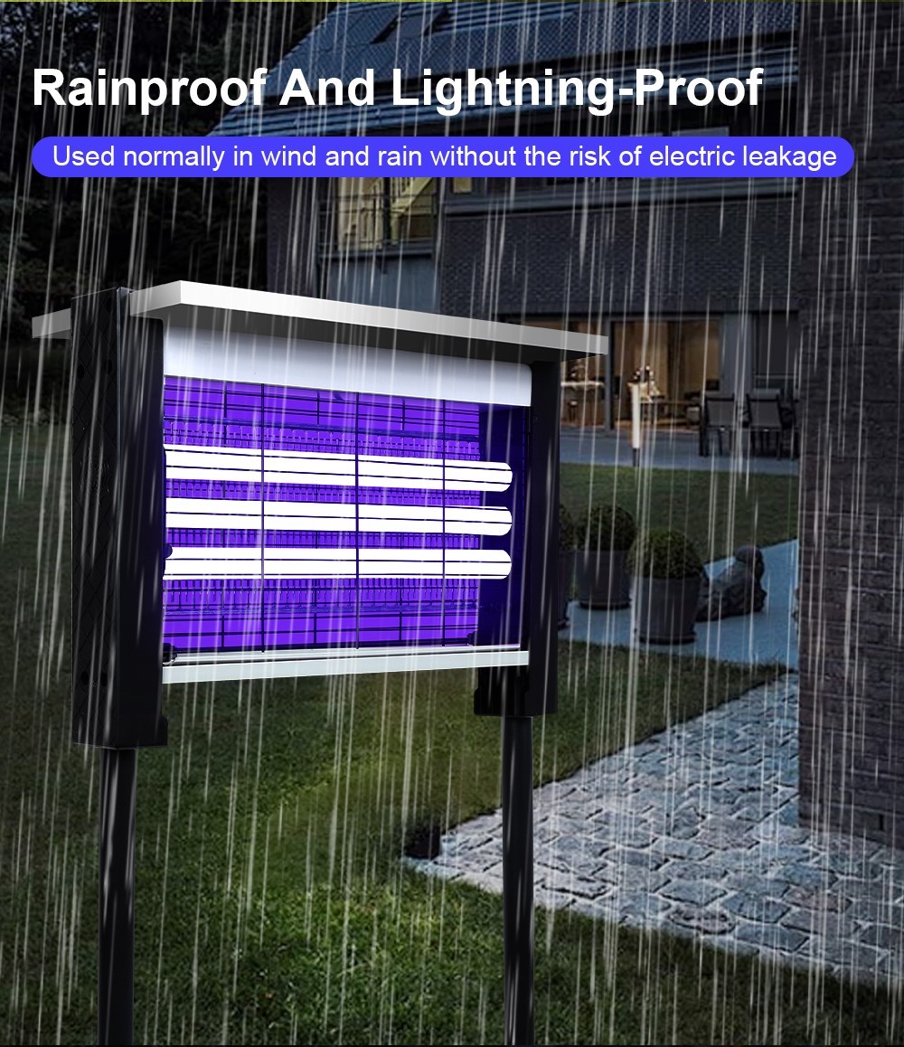 Outdoor Bug Zapper 4500V Solar Mosquito Killer 4000mAh Rechargeable 13H Runtime