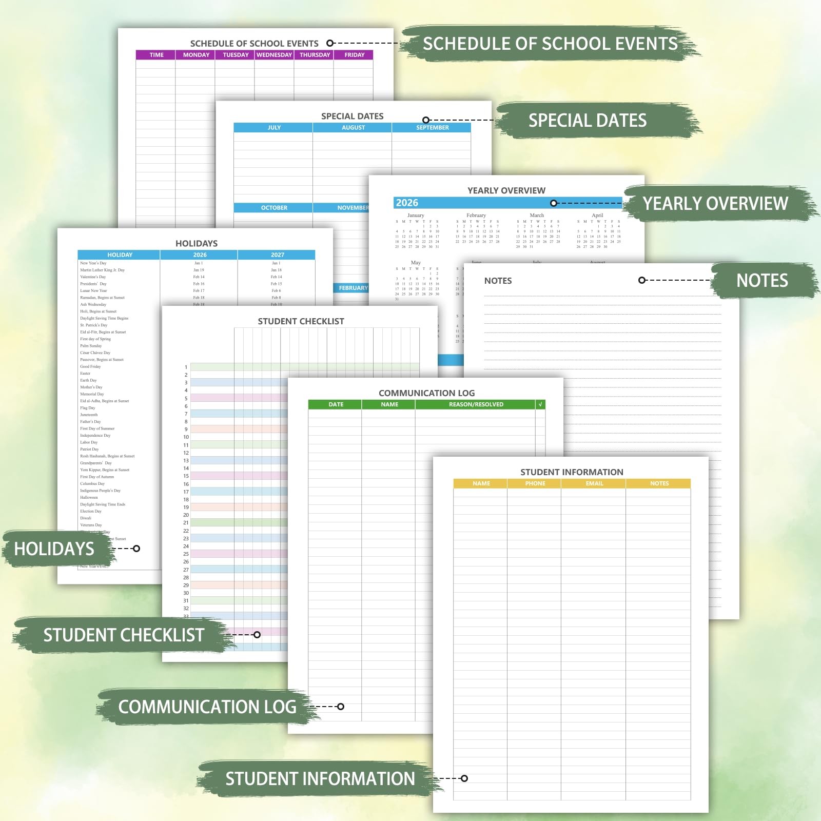 Teacher Planner 2026-2027, July 2026 to June 2027 Academic Year, 8.5″ x 11″ L…